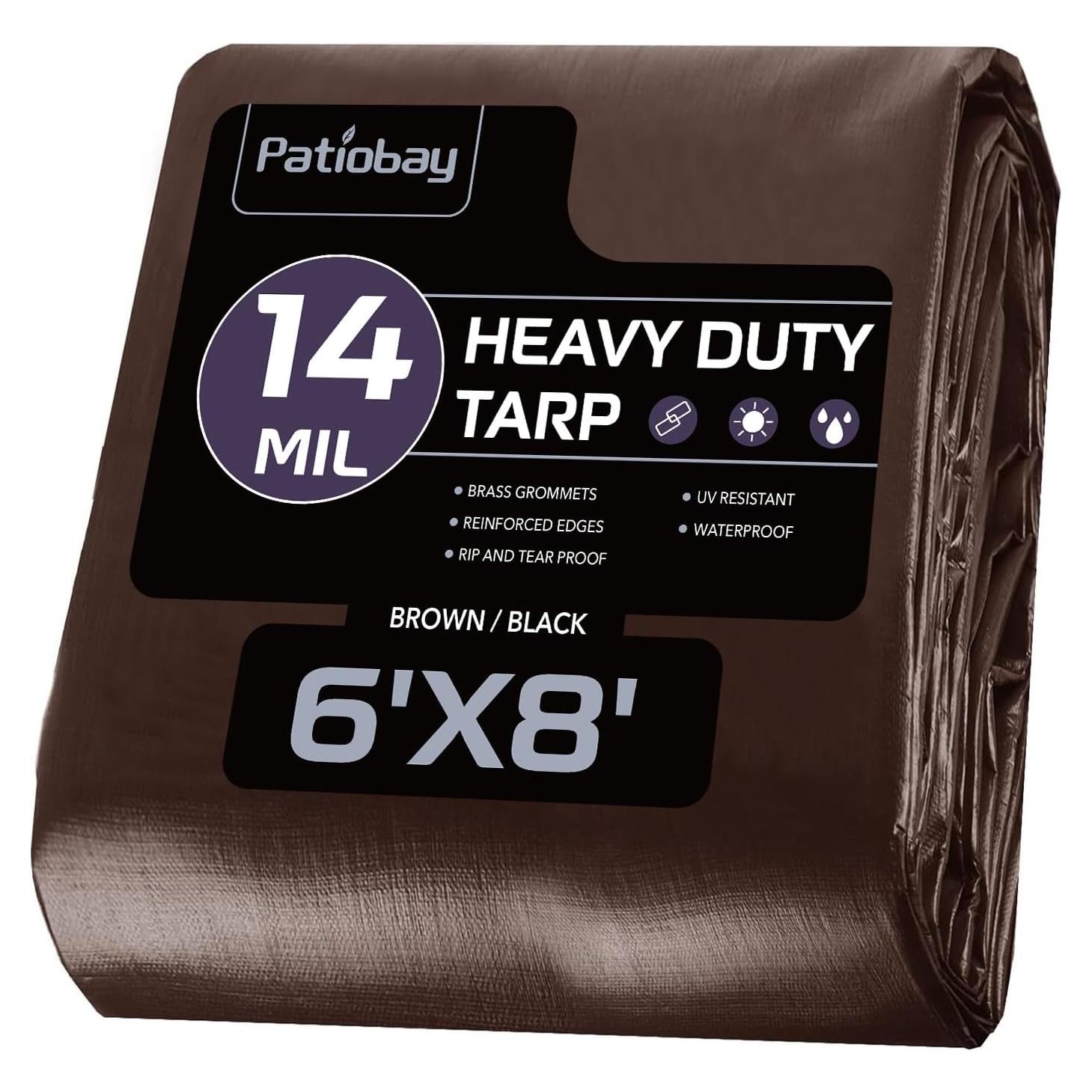 Lona Impermeable 6x8 pies 14 Mil Alta Resistencia con Ojetes