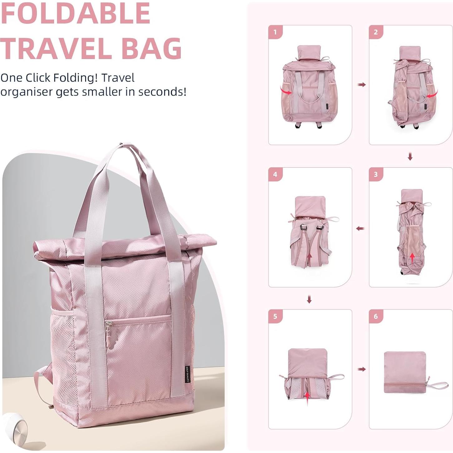 Mochila Tote Convertible Plegable GOLF Nylon Rosa 21.9L