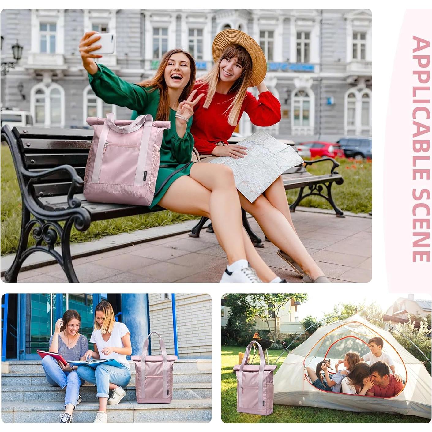 Mochila Tote Convertible Plegable GOLF Nylon Rosa 21.9L