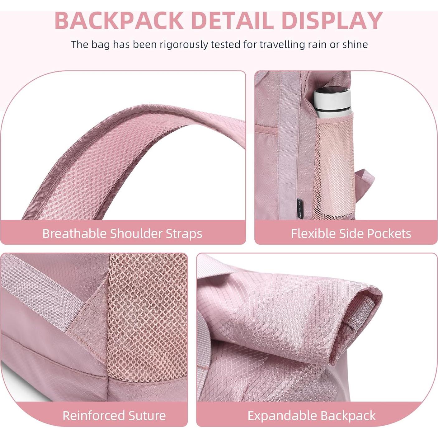 Mochila Tote Convertible Plegable GOLF Nylon Rosa 21.9L