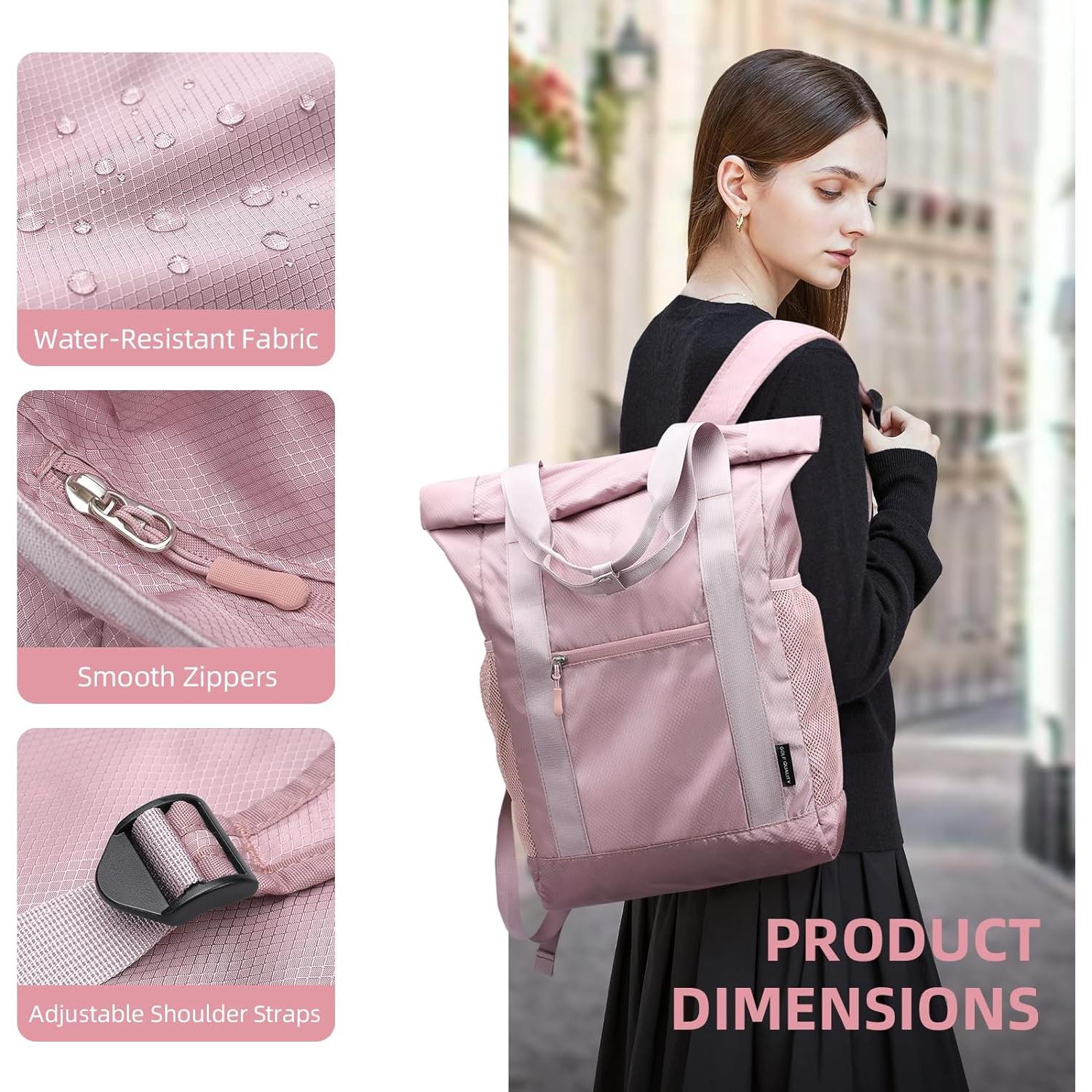 Mochila Tote Convertible Plegable GOLF Nylon Rosa 21.9L