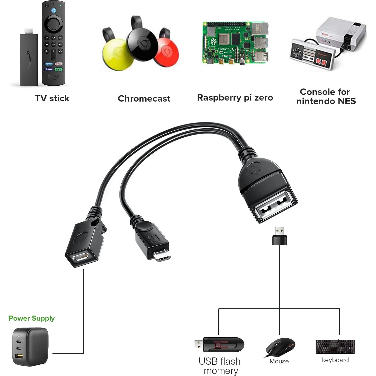 Adaptador Micro USB OTG con Alimentación ANDTOBO - Paquete de 2