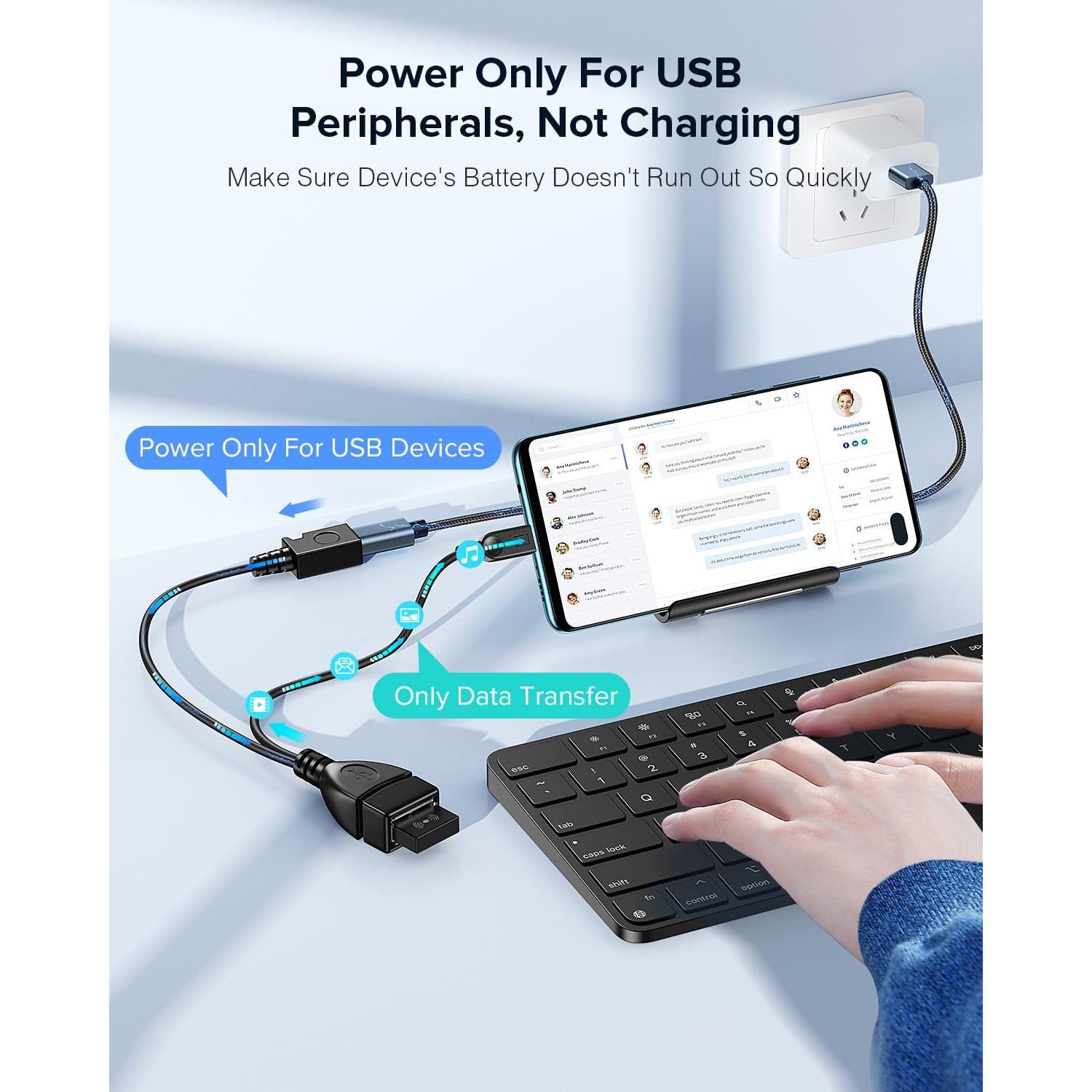 Adaptador Micro USB OTG con Alimentación ANDTOBO - Paquete de 2