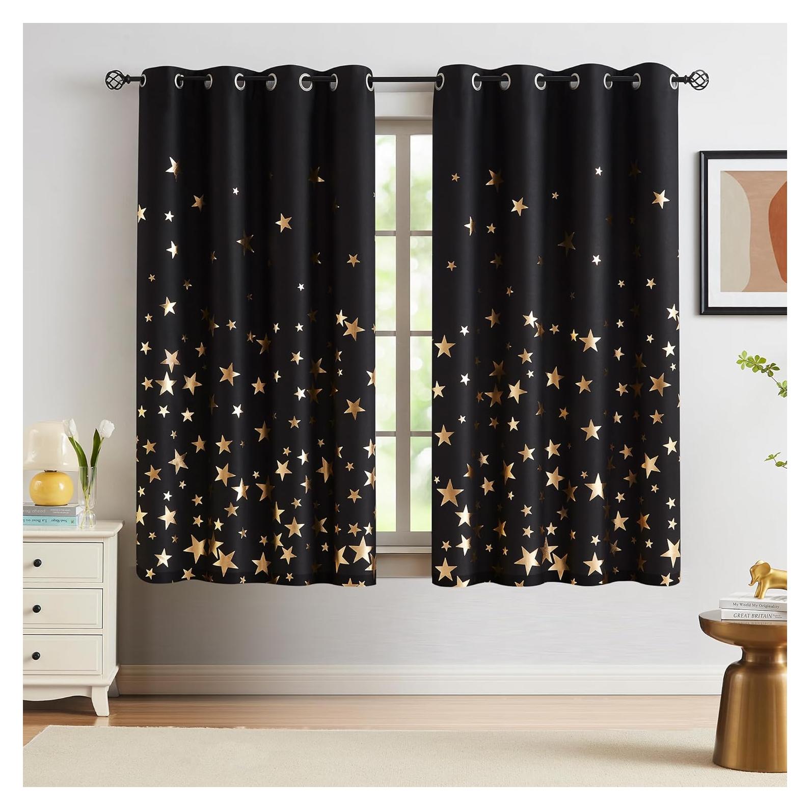 Cortinas Blackout Treatmentex Estrellas Doradas 127x160 cm