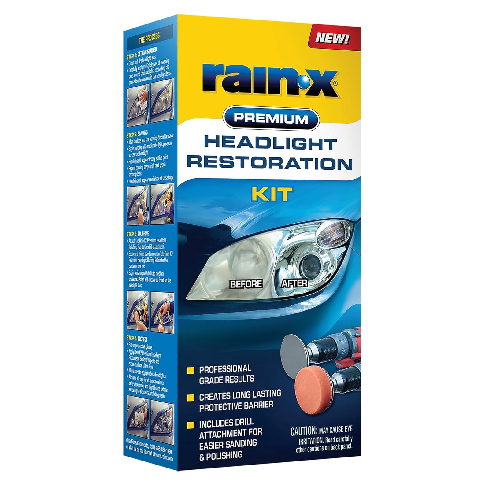 Kit de Restauración de Faros Rain-X 610153 - Limpiador y Pulidor