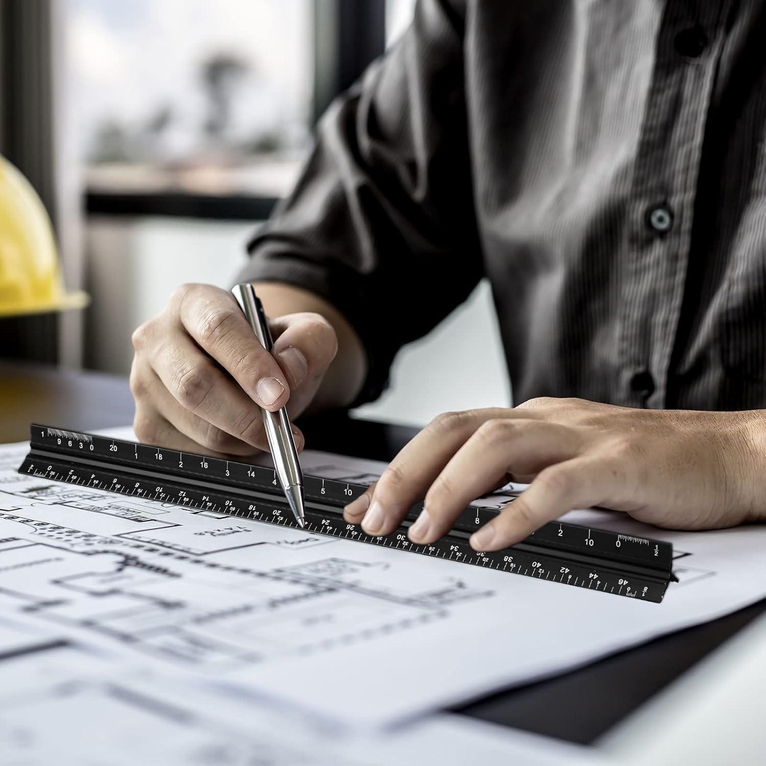 Juego de 10 Reglas Triangulares Macarrie 30.48 cm Aluminio Negro