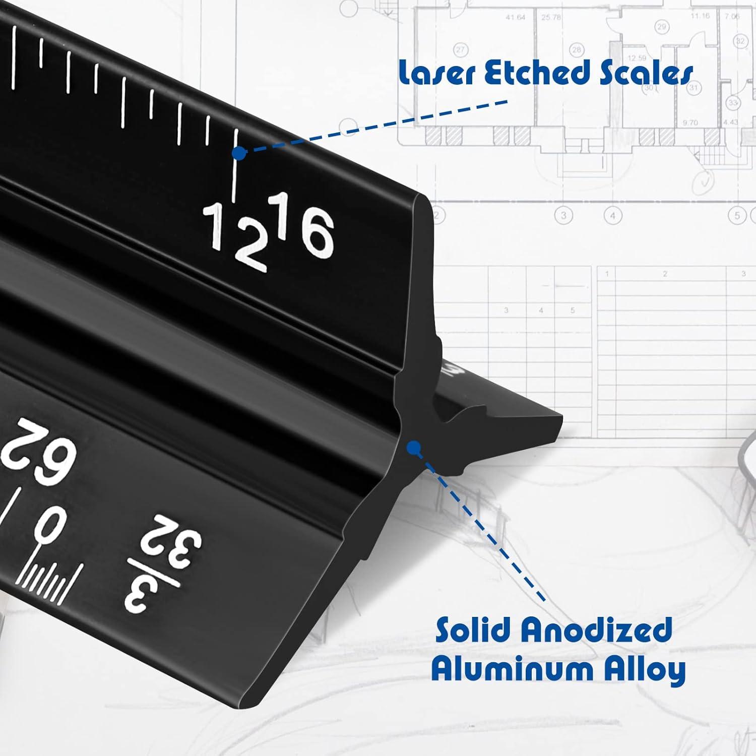 Juego de 10 Reglas Triangulares Macarrie 30.48 cm Aluminio Negro