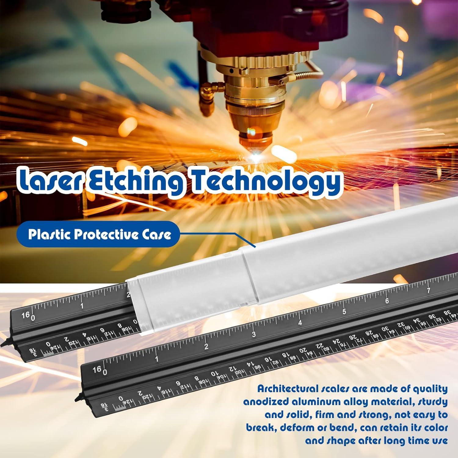 Juego de 10 Reglas Triangulares Macarrie 30.48 cm Aluminio Negro