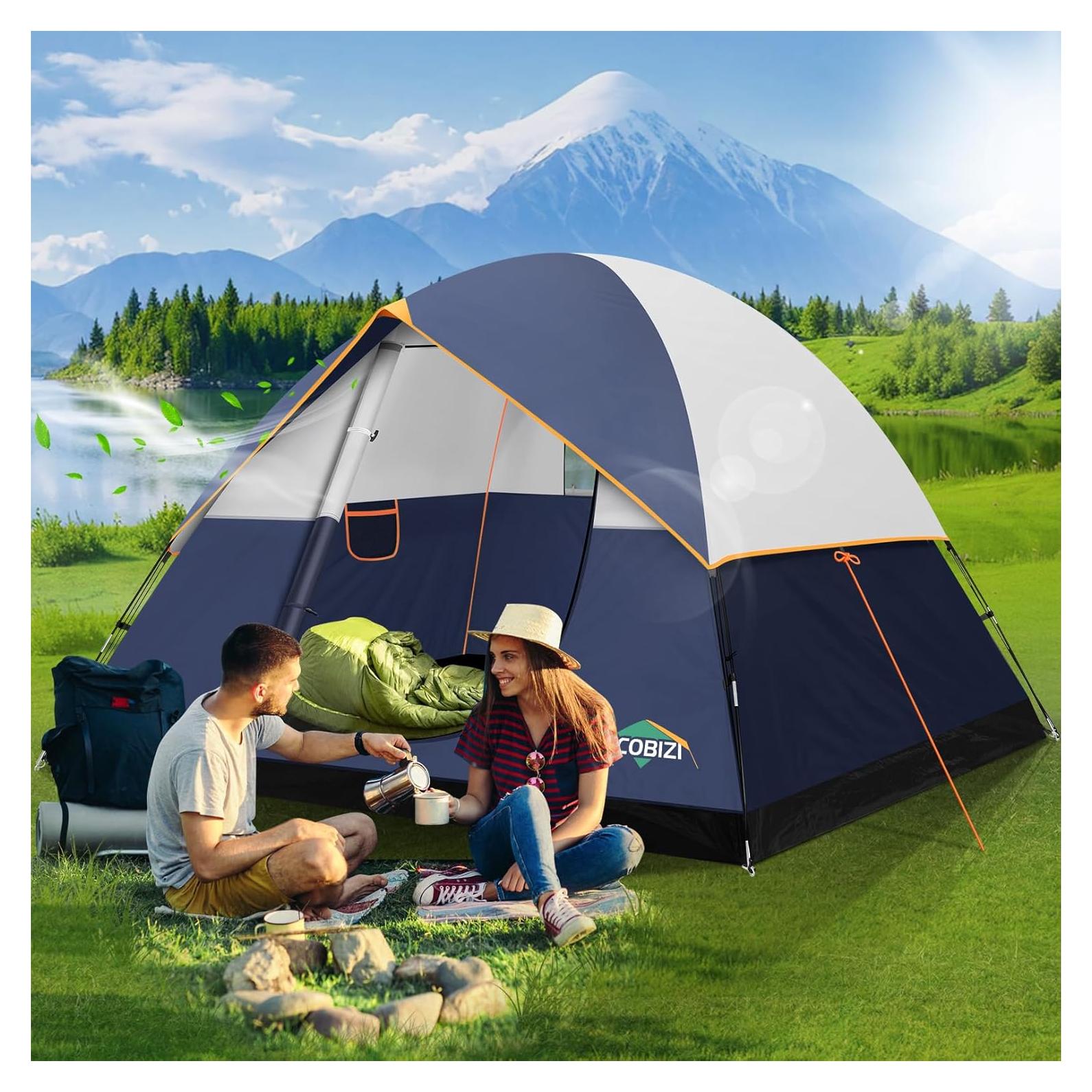 Tienda de Camping COBIZI para 4 Personas, Impermeable y Ligera