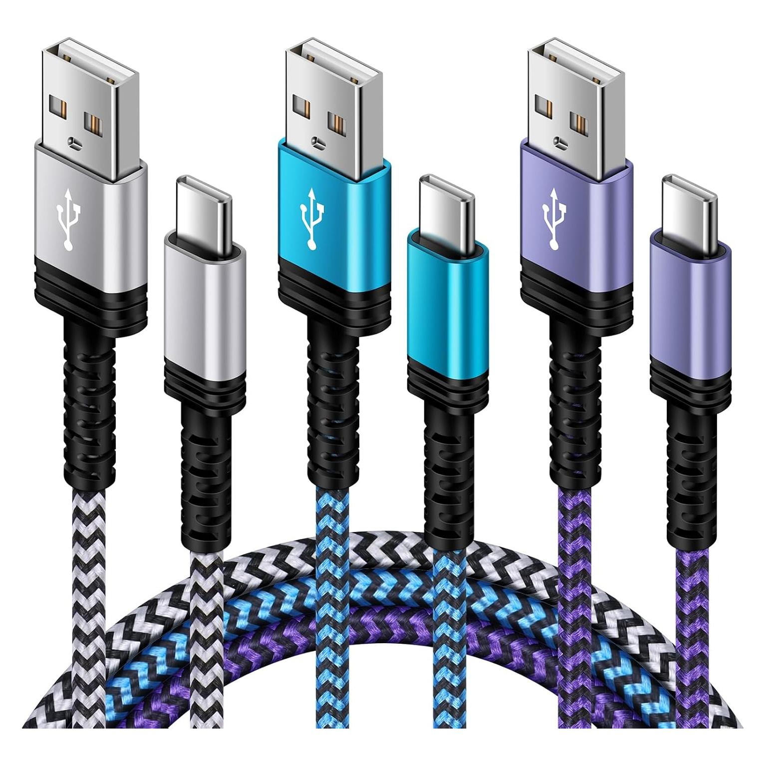 Cable USB A a C 5FT Rápido 3Pack - Carga Samsung y Android
