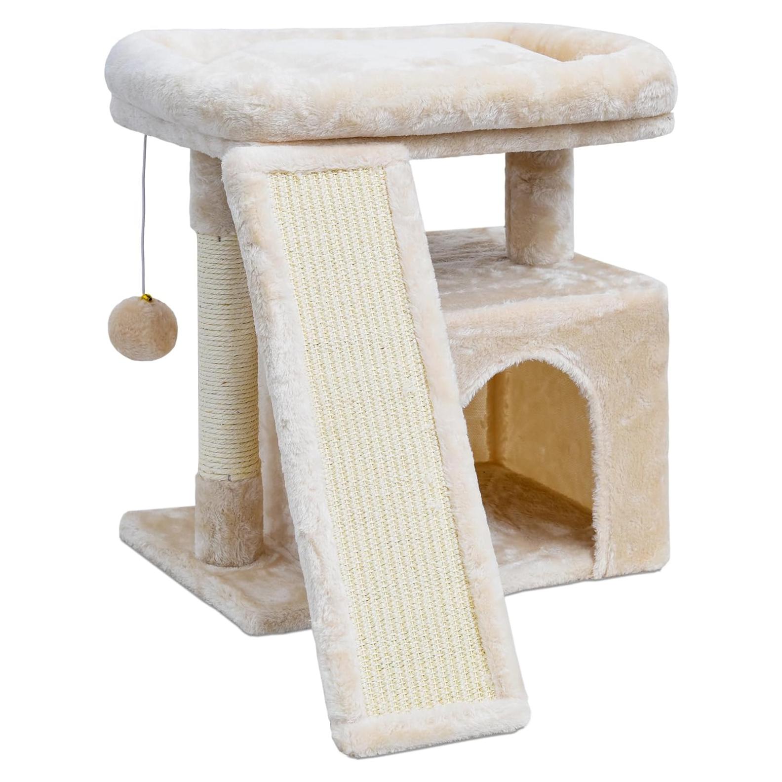 Árbol para Gatos SIYIPURR Beige con Poste Rascador y Cama