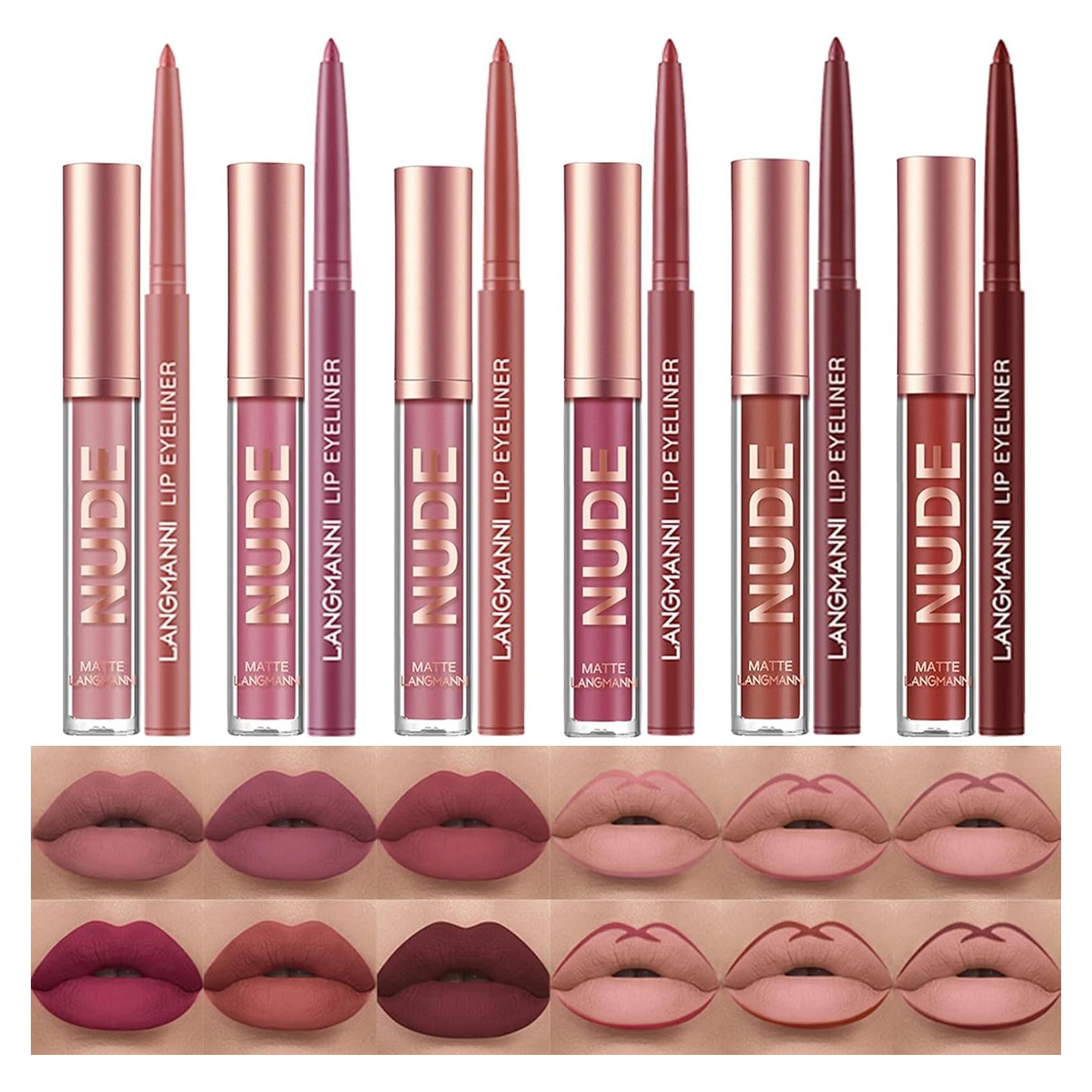 Set de Maquillaje Labial Petansy 12 Piezas - 6 Pintalabios Mate y Lápices