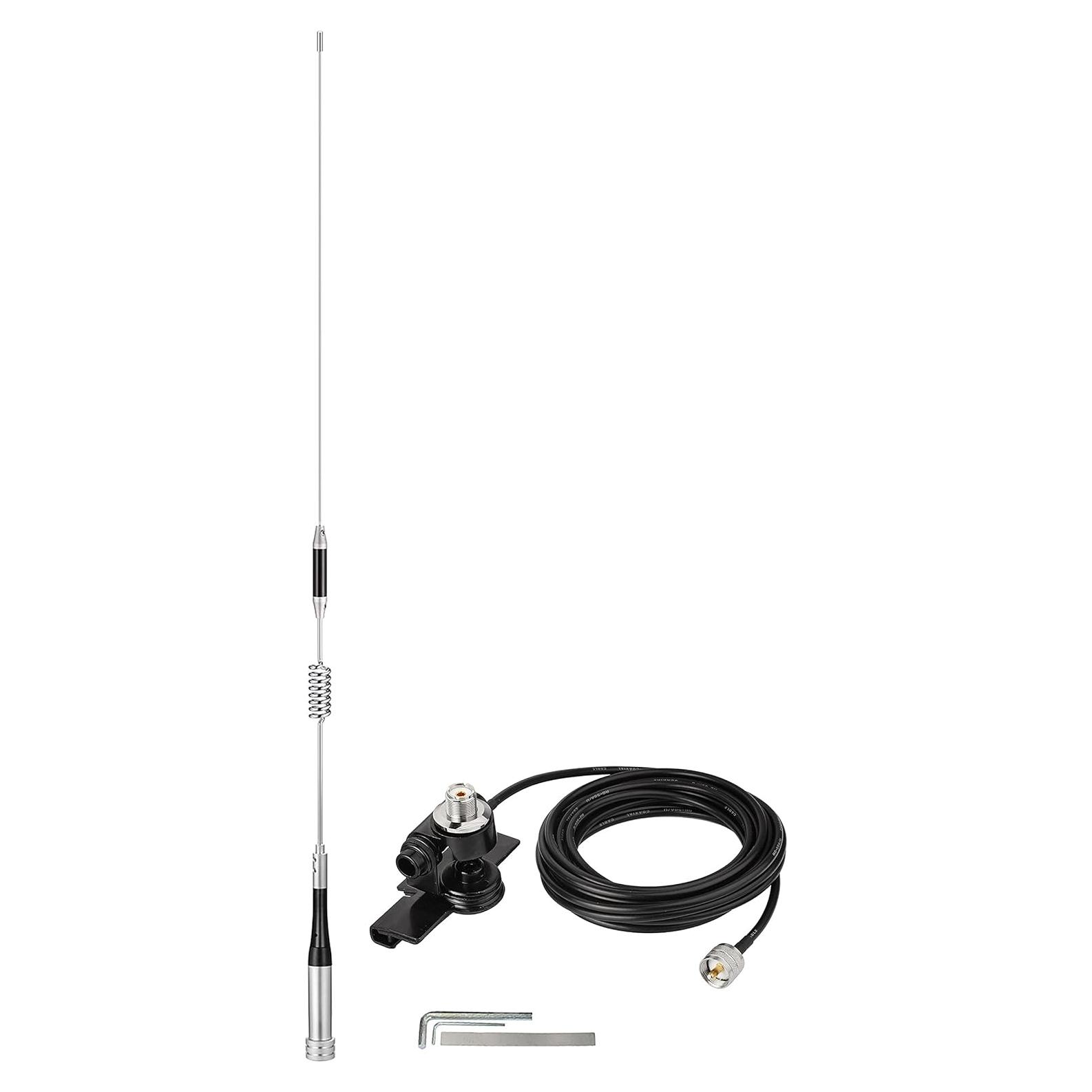 Antena de Radio Móvil Bingfu VHF UHF 136-470MHz 5m con Soporte