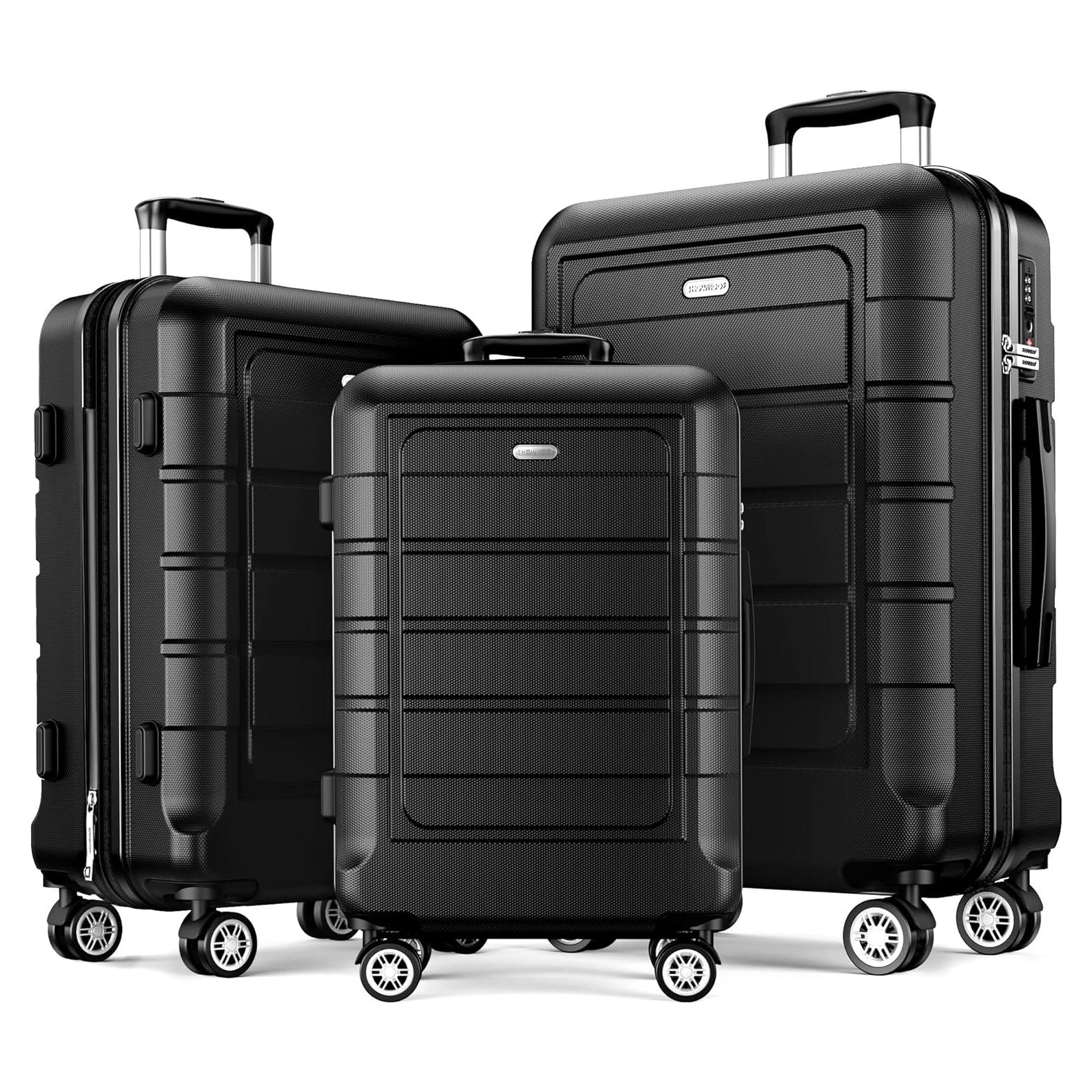 Juego de Maletas Expandibles SHOWKOO PC+ABS 20-24-28" Negro