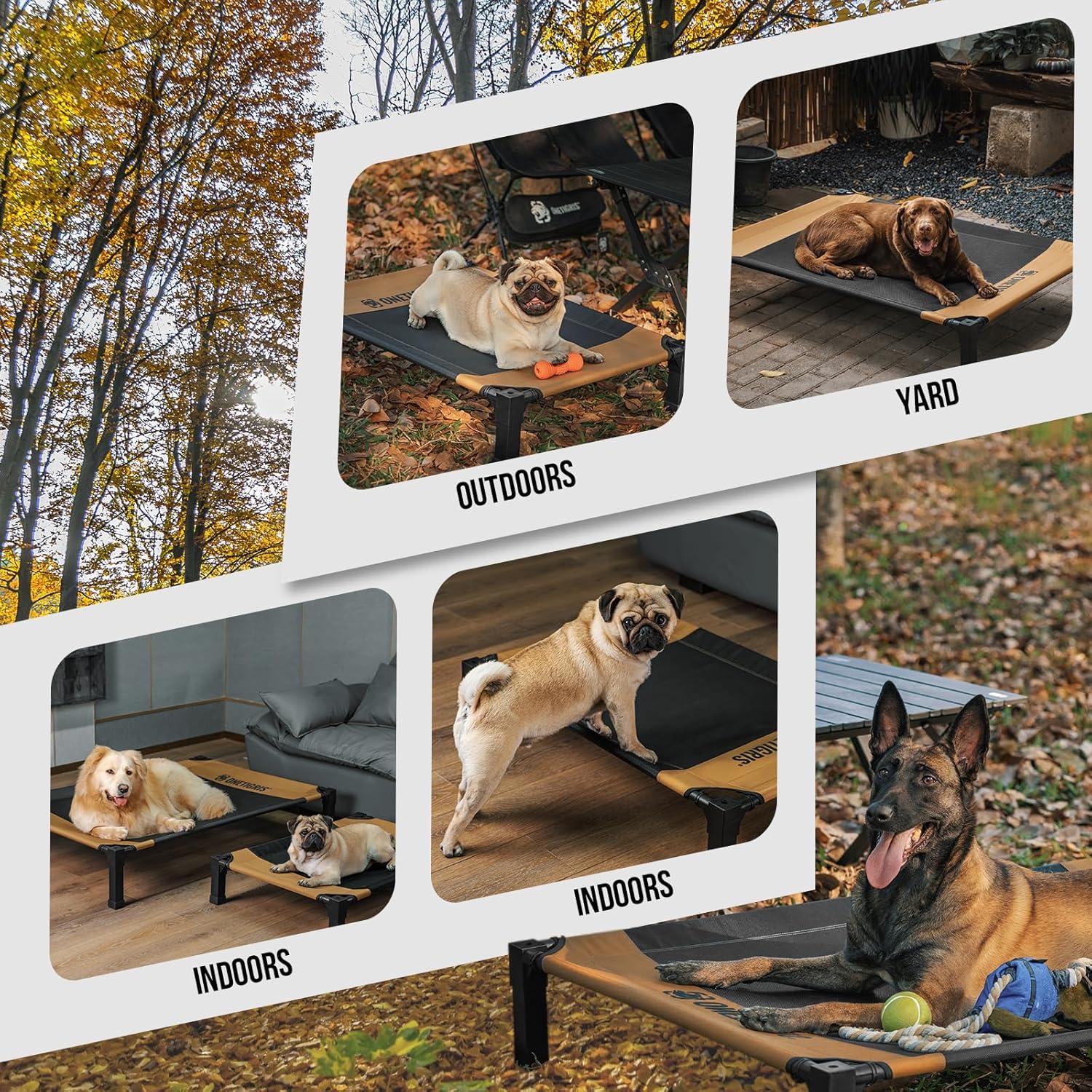 Cama Elevada para Perros OneTigris Pequeña Marrón 129.5x69.8cm