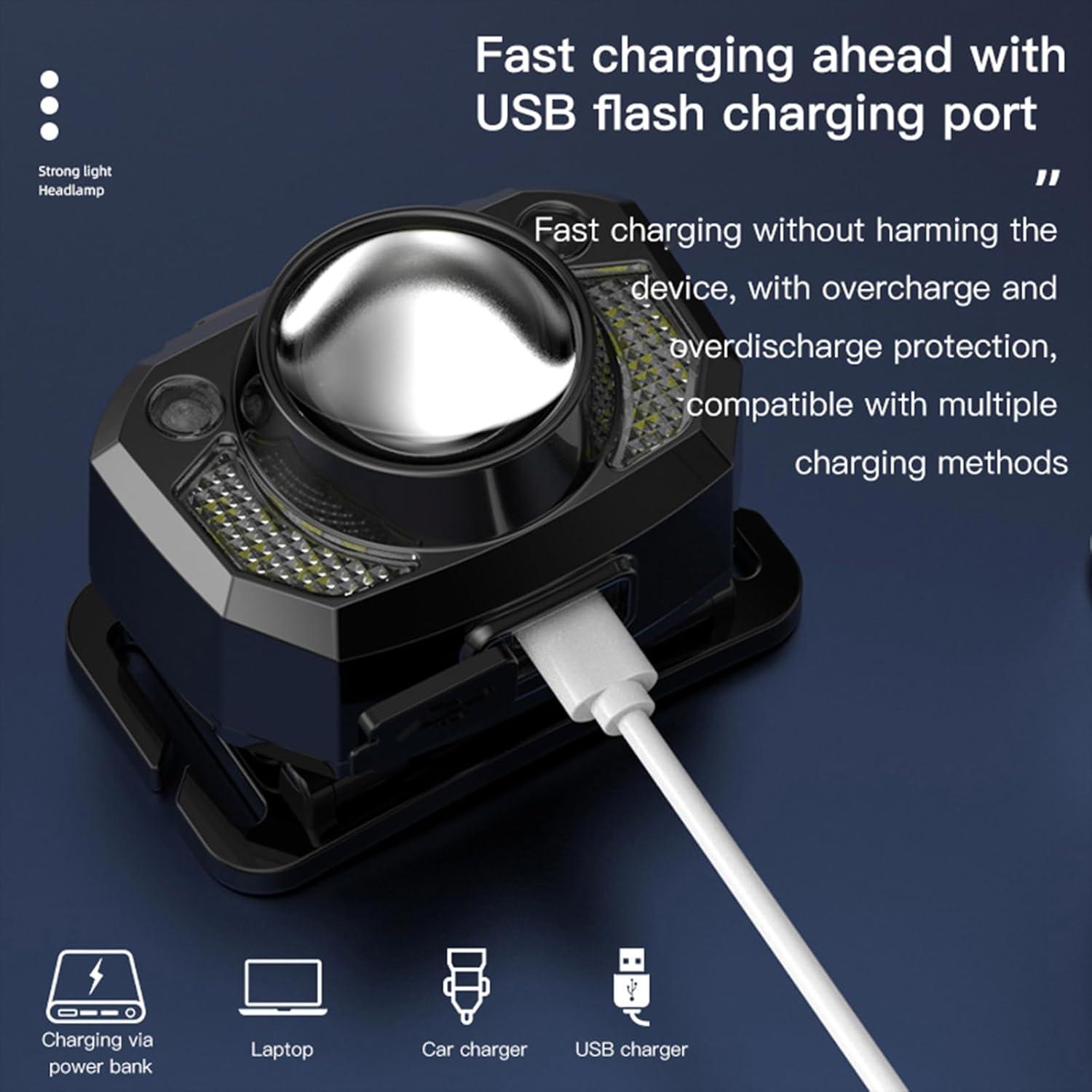 Linterna Frontal Recargable BiteBoom 600m 6 Modos USB C