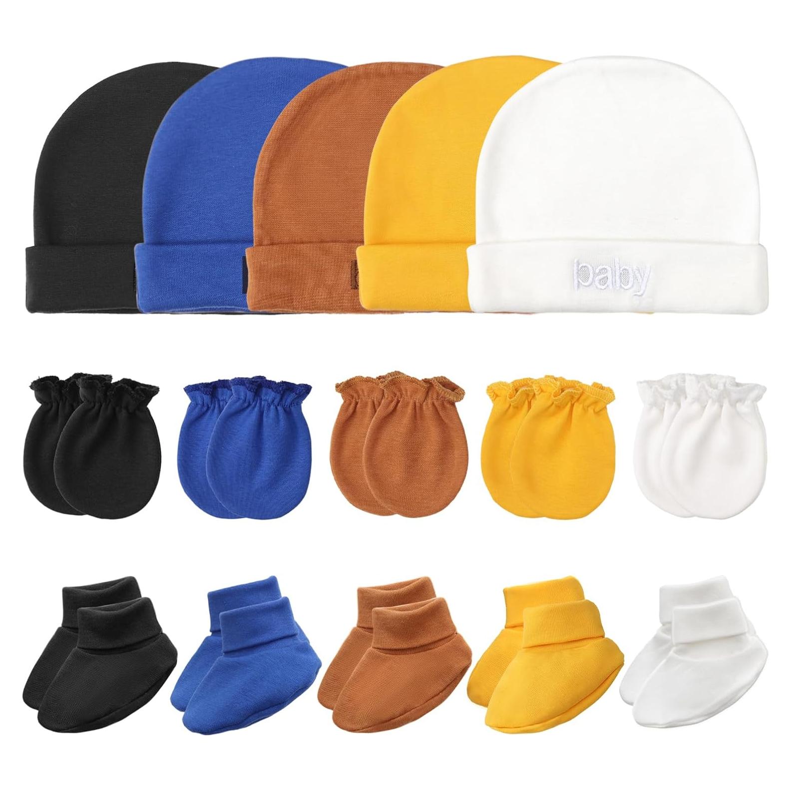 Conjunto de gorros, manoplas y calcetines AQOKKA para bebés 0-6 meses