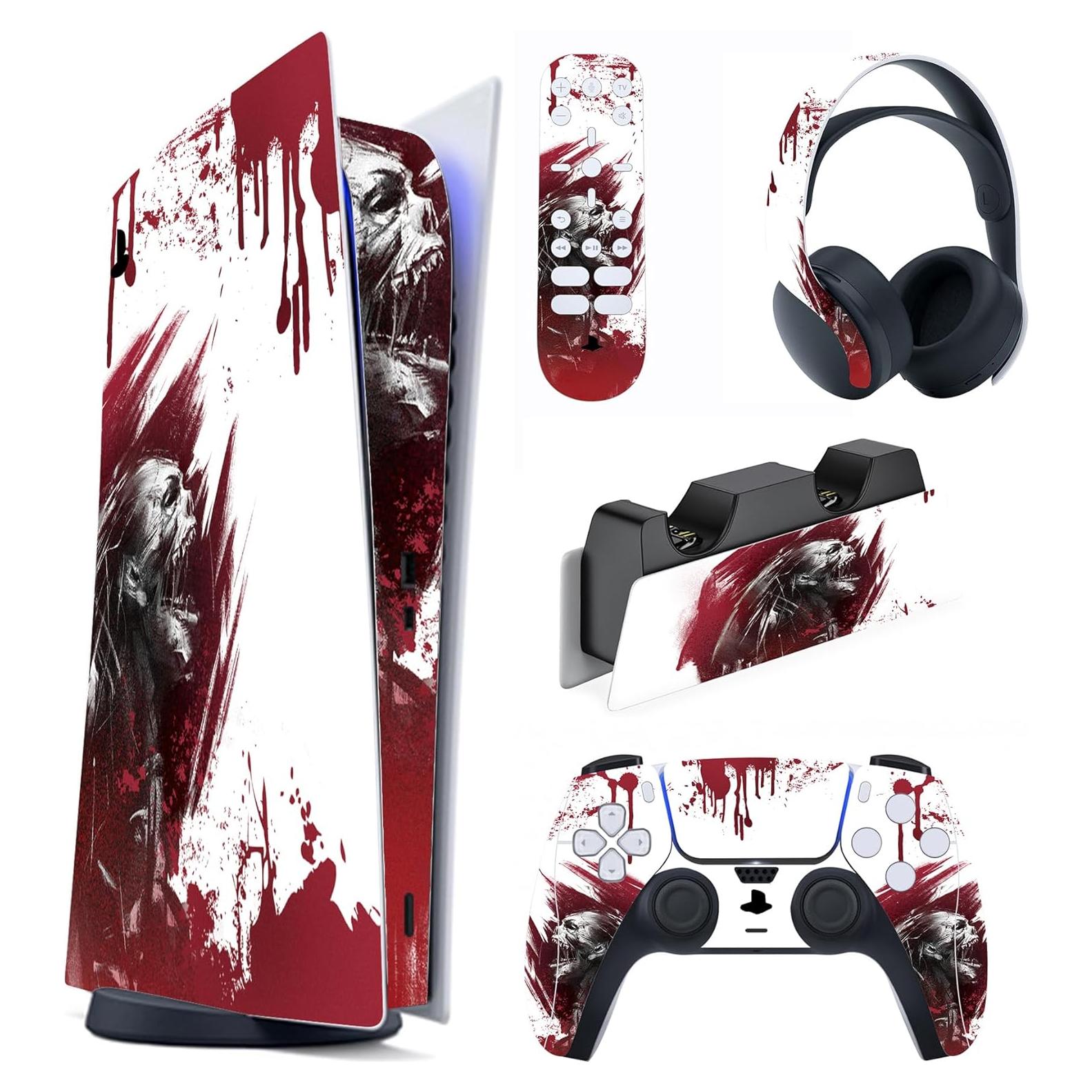 Calcomanías Personalizadas PlayVital para PS5 Edición Digital - Zombie Sangriento