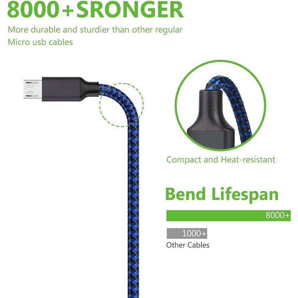 Cable Micro USB Hoblaze 3Pack 10FT (3M) Carga Rápida Nylon