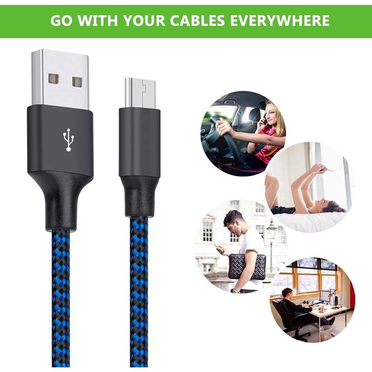 Cable Micro USB Hoblaze 3Pack 10FT (3M) Carga Rápida Nylon