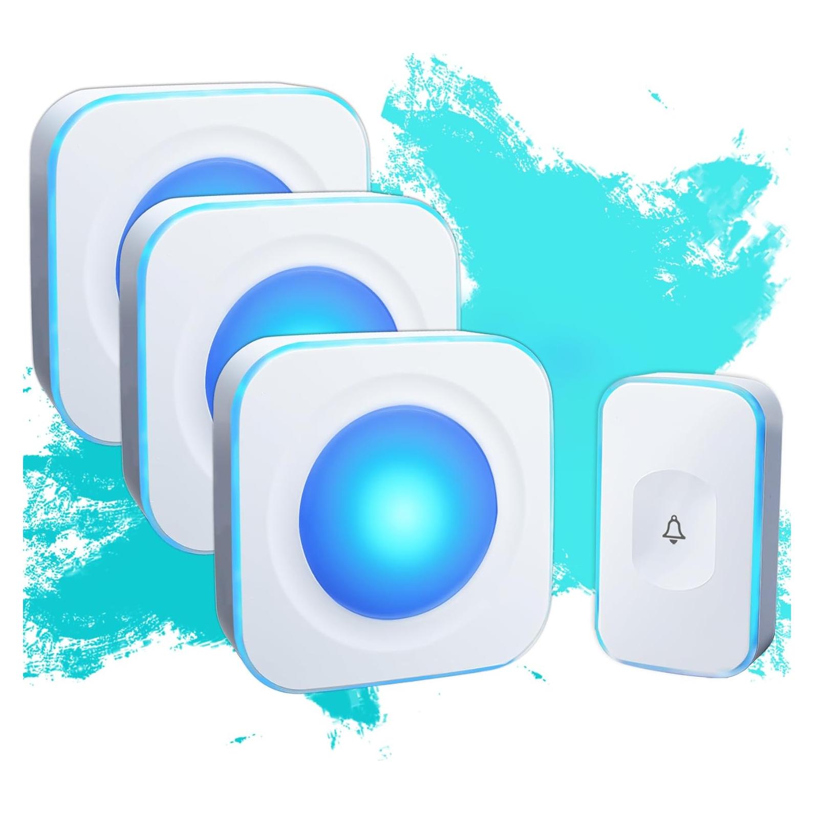 Timbre Inalámbrico Jsieem con Luz Intermitente y 3 Receptores