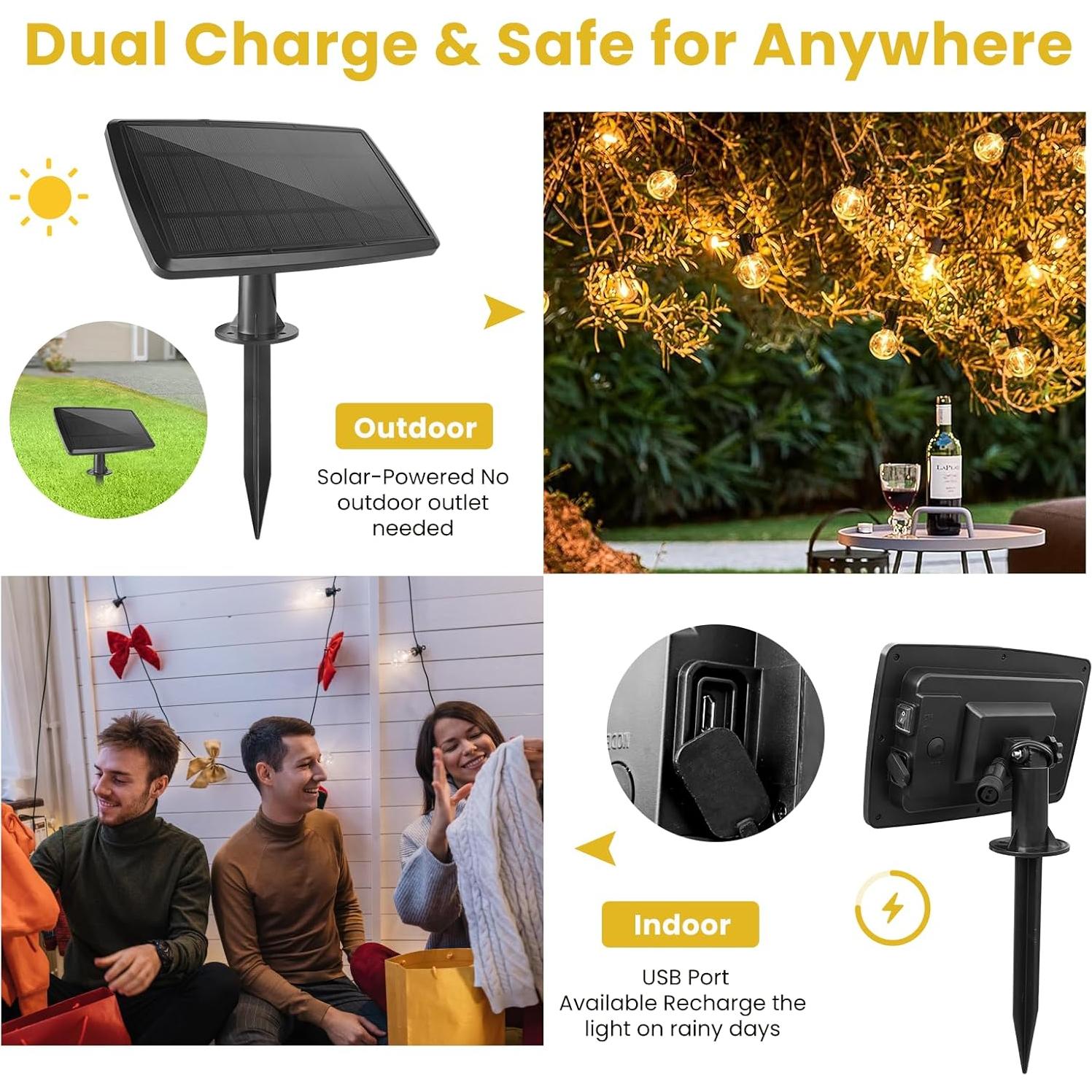 Luces de Cadena Solares Yusist 30+2 Bombillas LED 30m