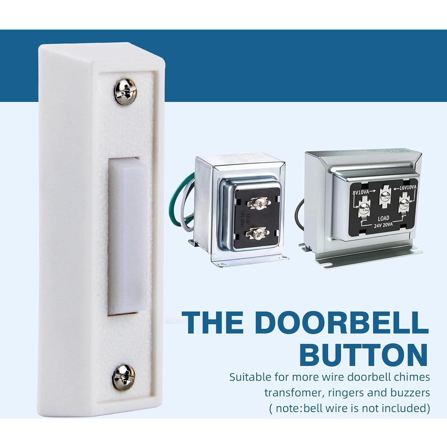 Botón de timbre LED Abvsdu cuadrado blanco con cable