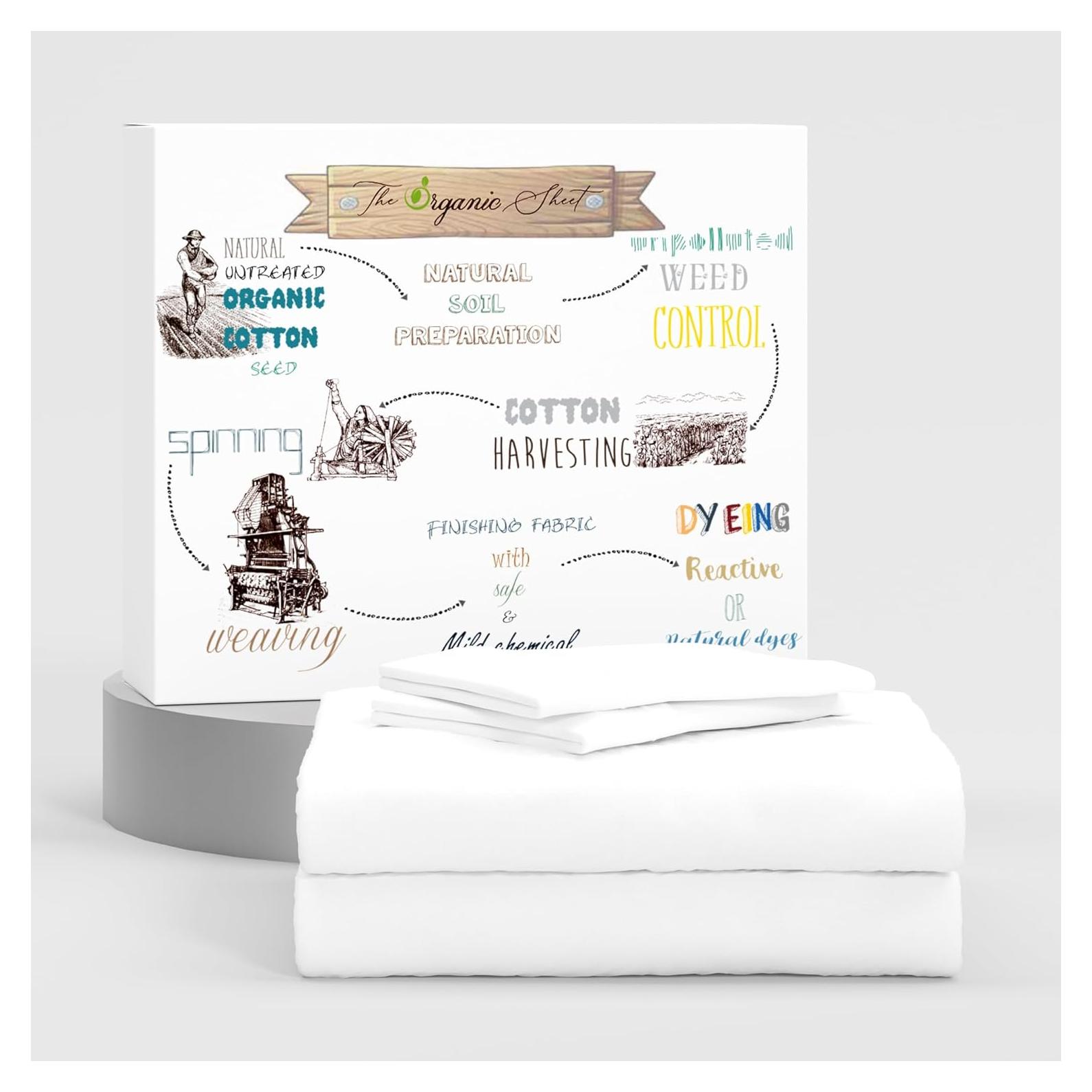 Juego de Sábanas Completo ELEGANCIA SUPREMA Algodón Orgánico 4 Piezas