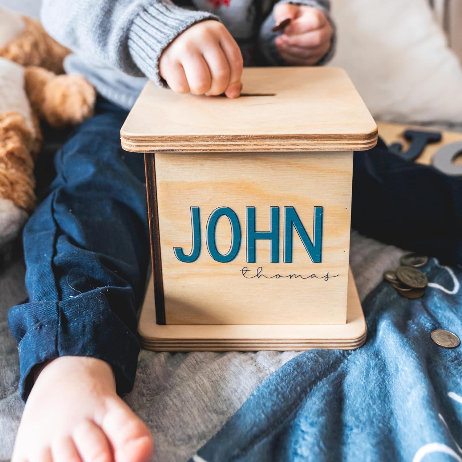 Hucha de Madera Personalizada BloomOwl para Niños y Bebés