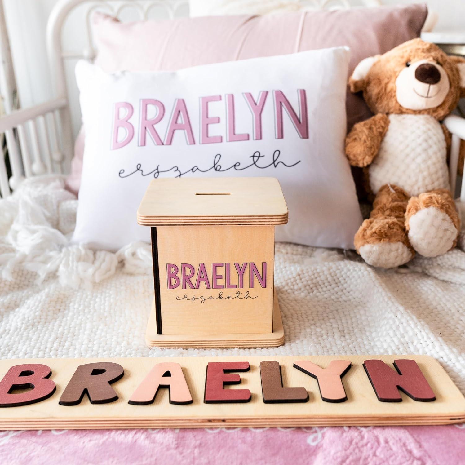 Hucha de Madera Personalizada BloomOwl para Niños y Bebés