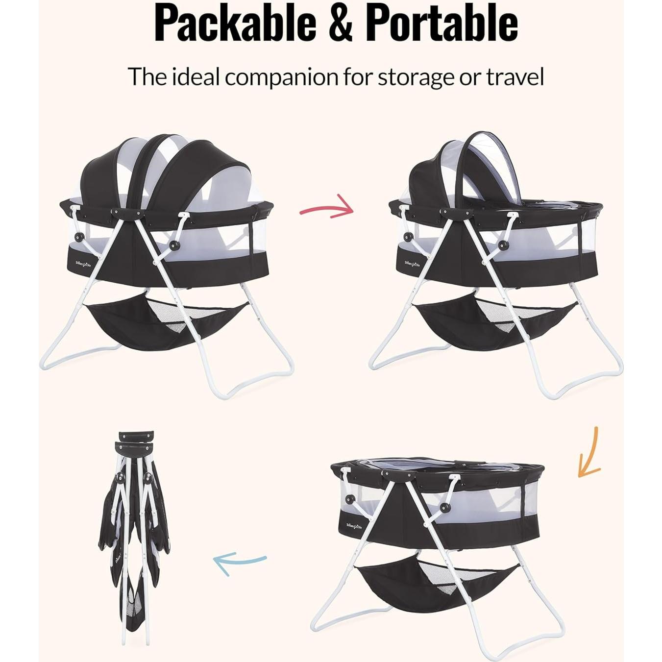 Cuna Karley Dream On Me Negra, Ligera y Espaciosa para Bebés