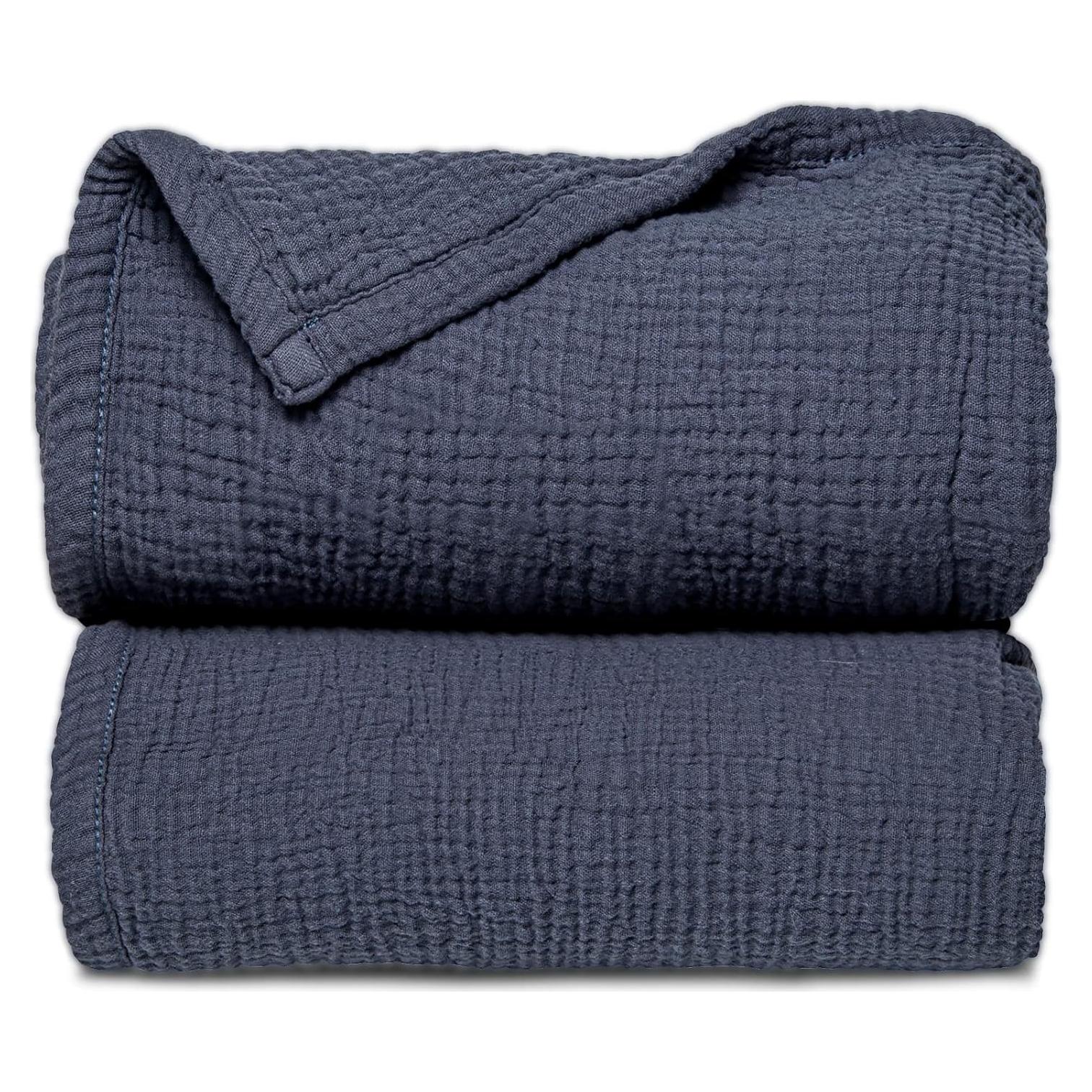 Manta de Muselina Lulumoon 119x119 cm Algodón Azul