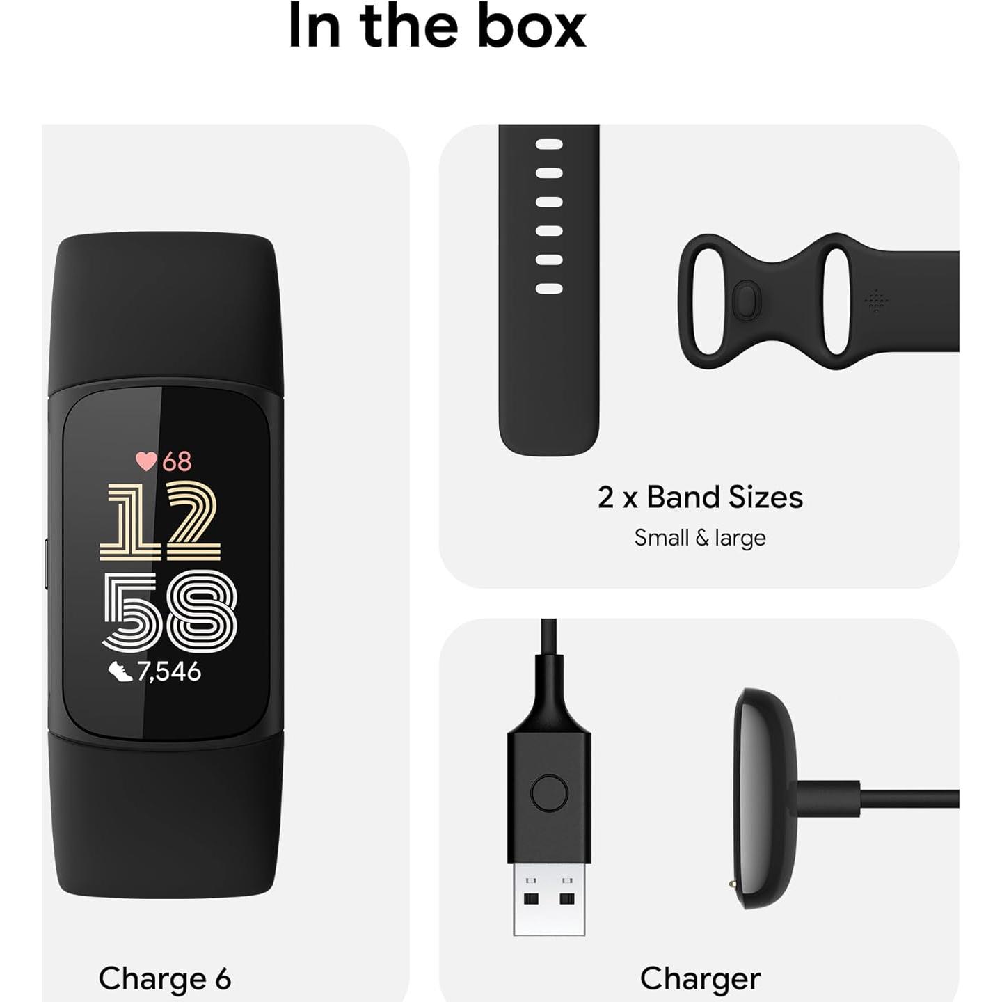 Fitbit Charge 6 Rastreador Fitness GPS, Obsidiana, Talla Única