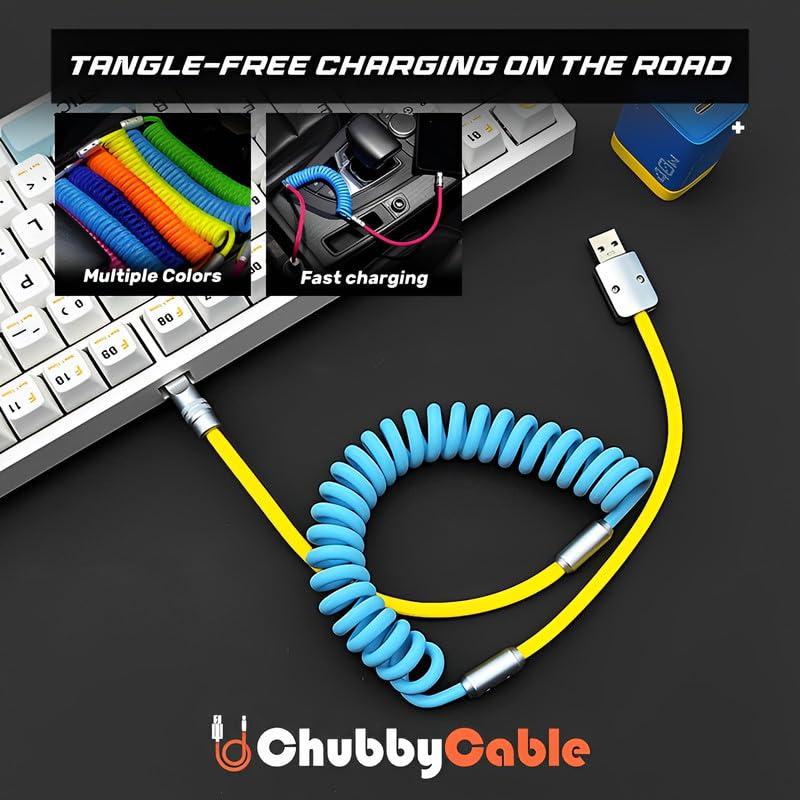 Cable USB C Enrollado Chubby - Carga Rápida 0.70m-1.07m