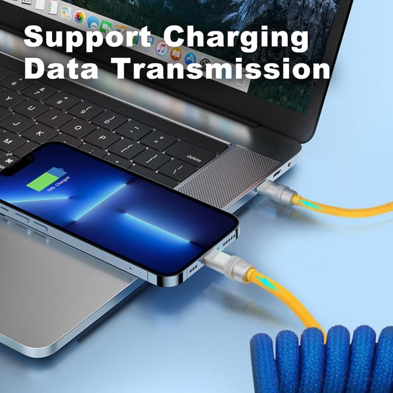 Cable USB C Enrollado Chubby - Carga Rápida 0.70m-1.07m