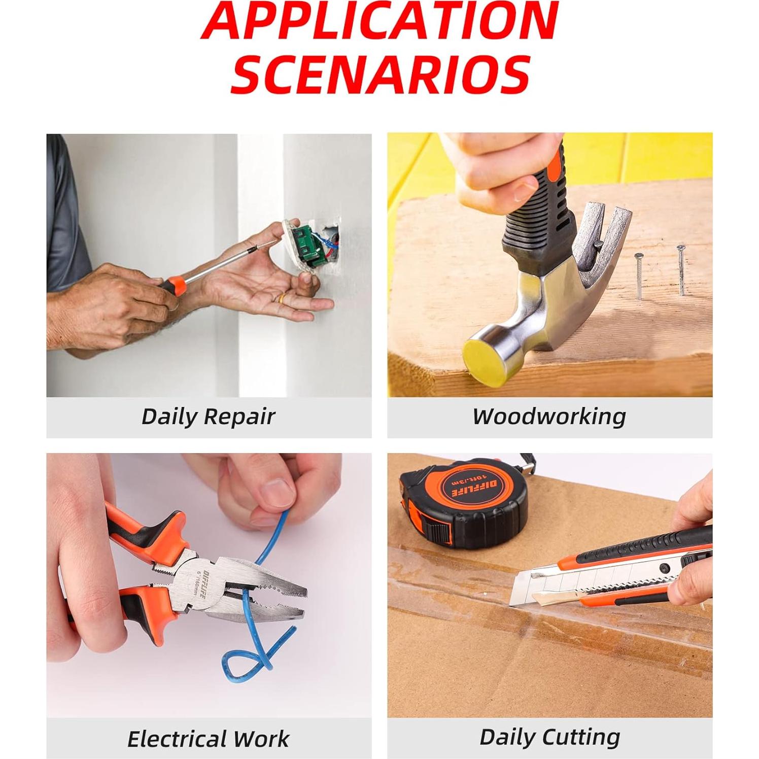 Juego de Herramientas DIFFLIFE 14 Piezas para Hogar y Auto