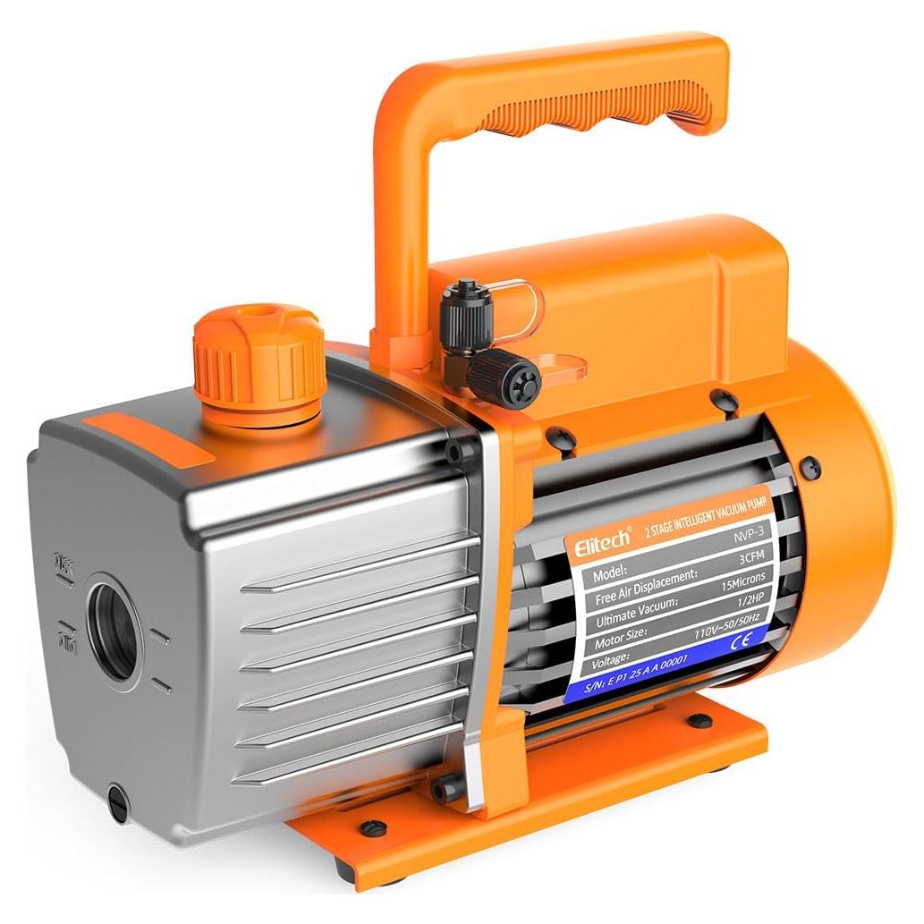 Bomba de Vacío Elitech NVP-3 3 CFM 1.5L/S 1/2HP para HVAC