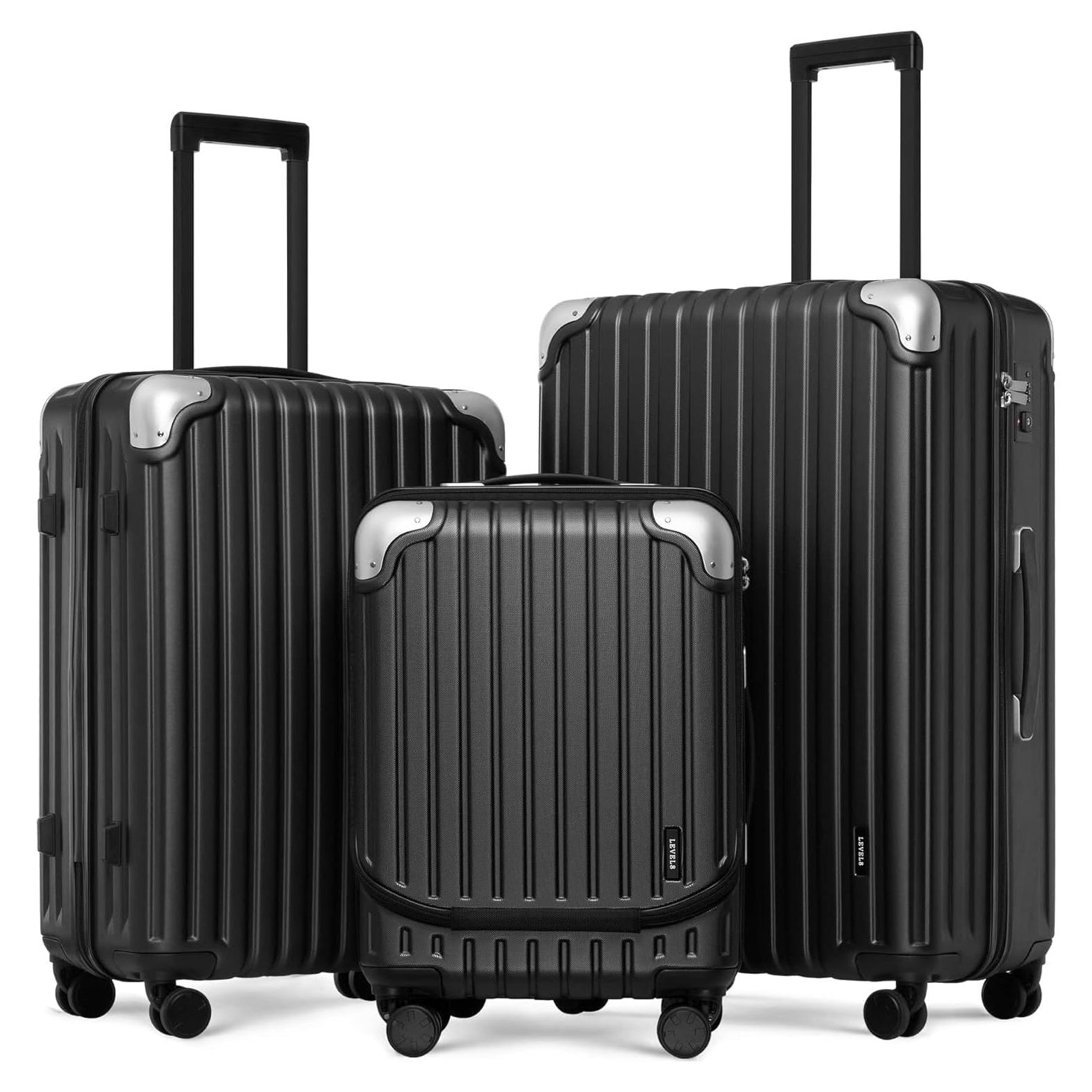 Conjunto de Equipaje LEVEL8 Grace 3 Piezas Negro 20/24/28 Pulgadas