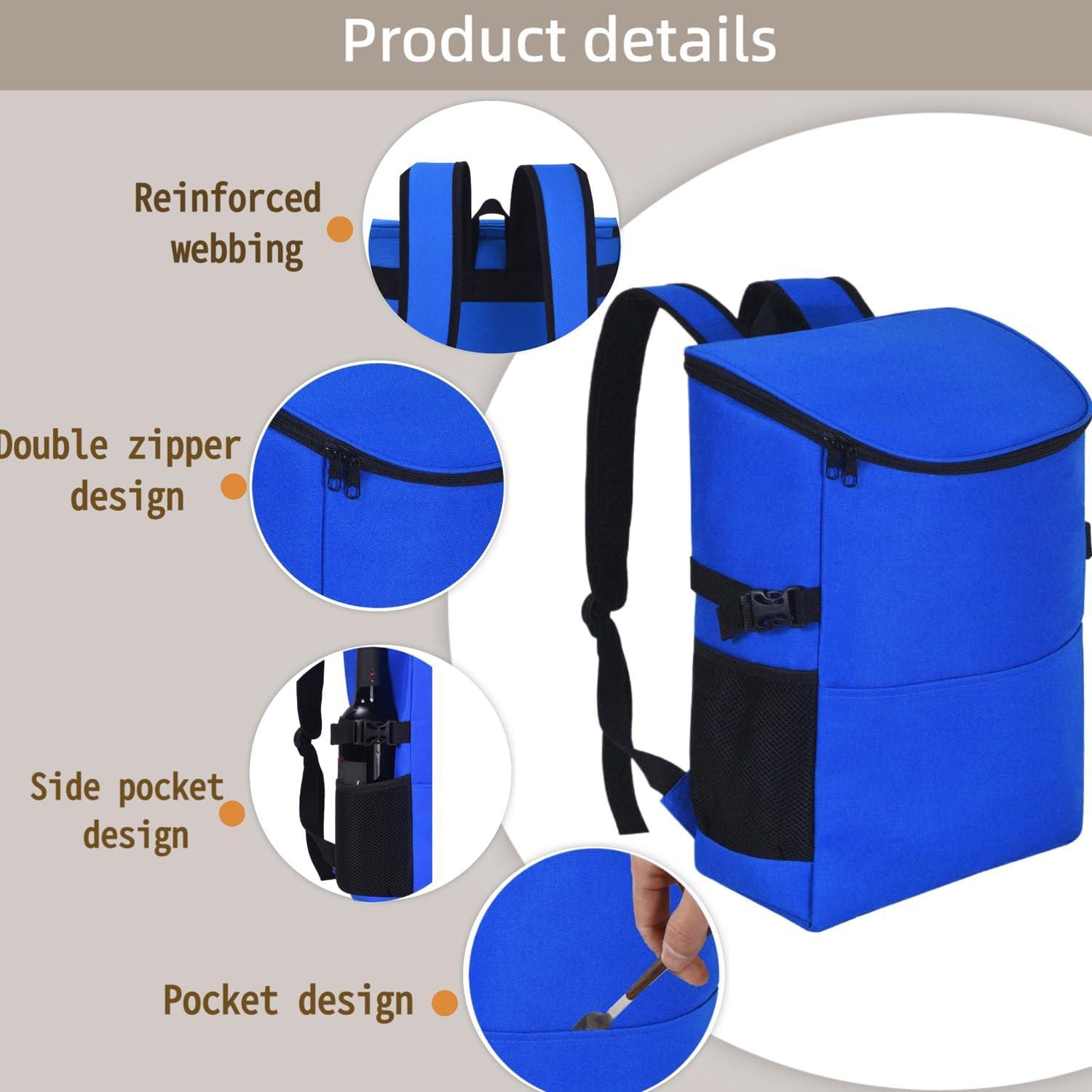 Mochila Cooler Aislada XINFULLWOL 21L Azul Gemstone Plegable