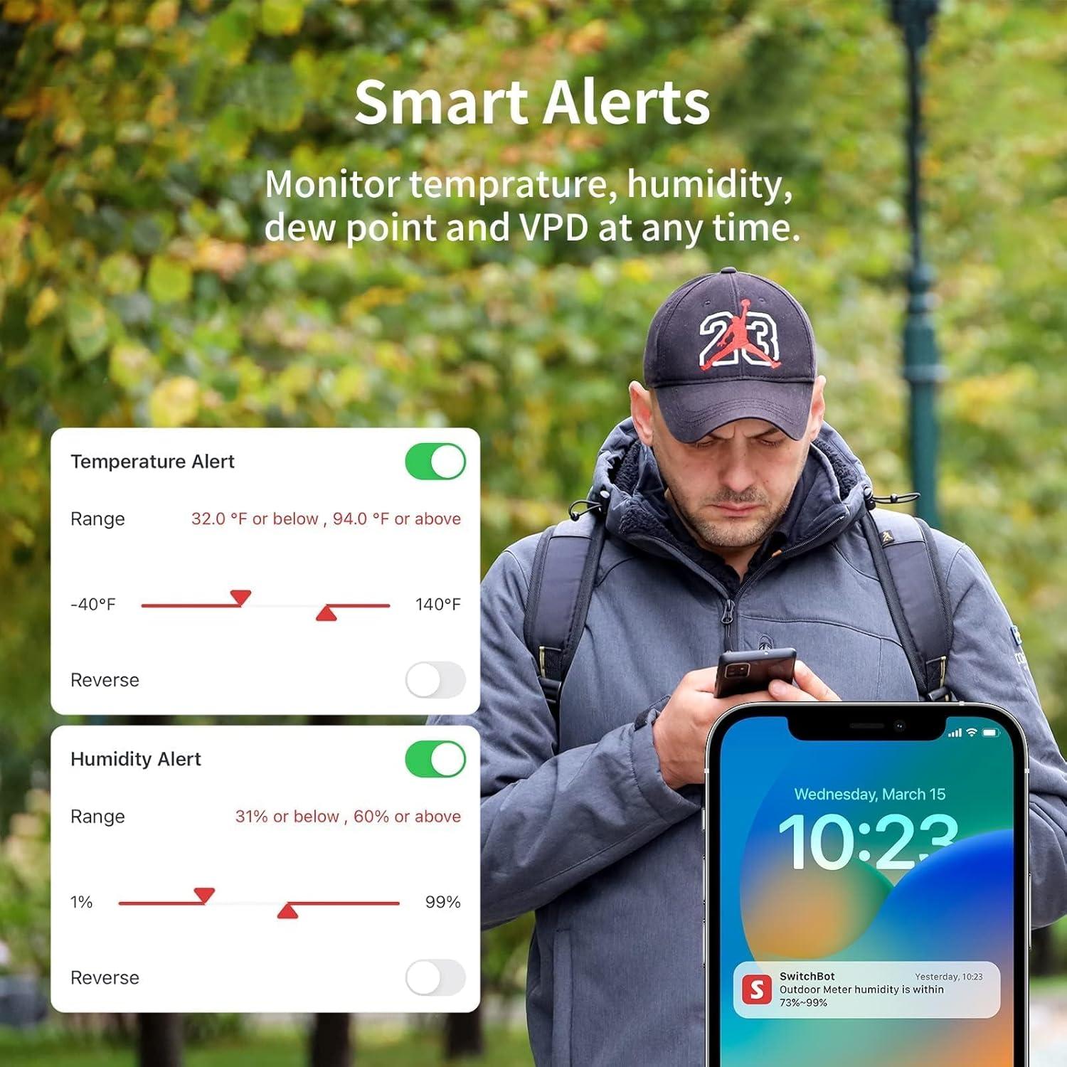 SwitchBot Termómetro Higrómetro WiFi 3 Sensores IP65