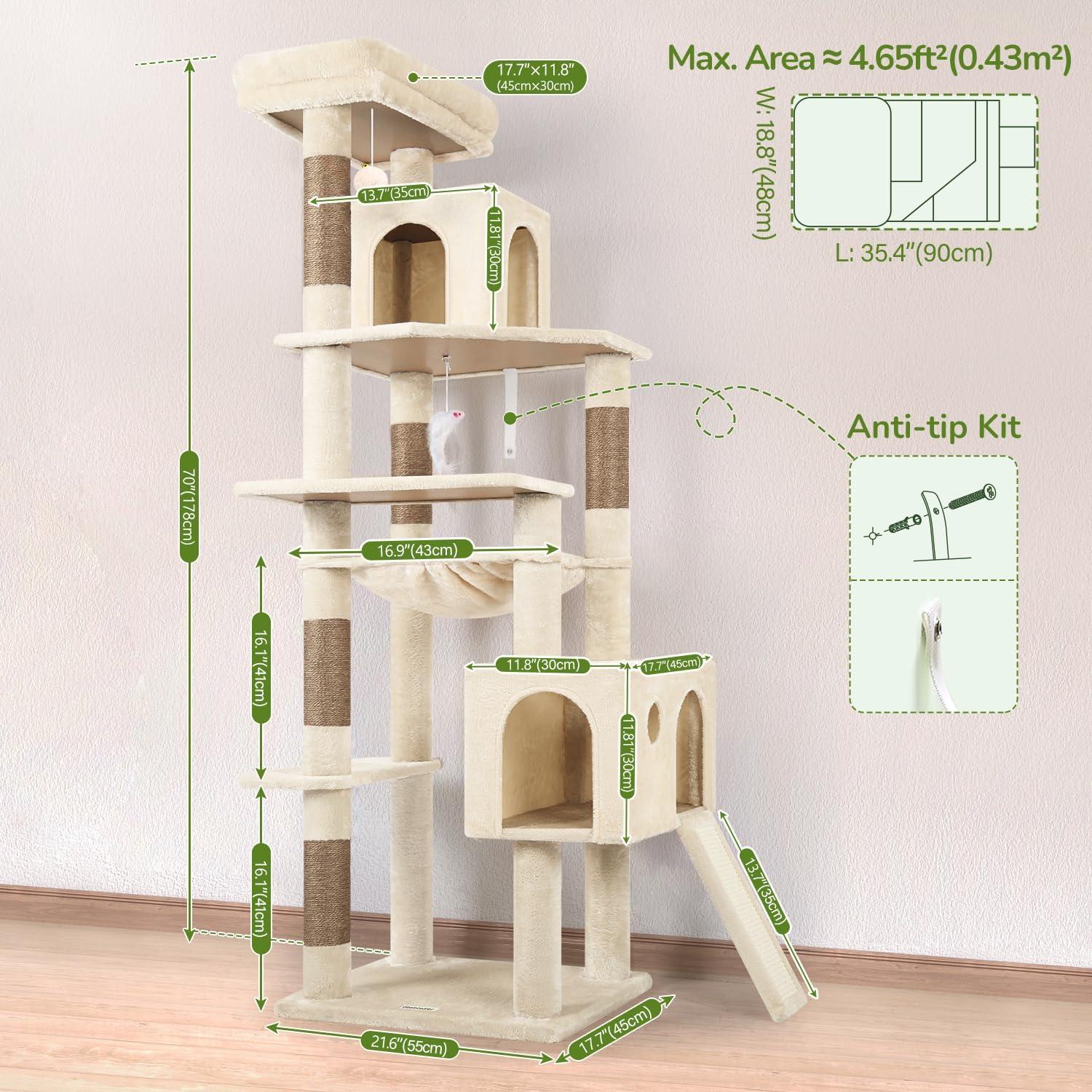 Torre de Árbol para Gatos Globlazer F70 Pro 177.8 cm Beige
