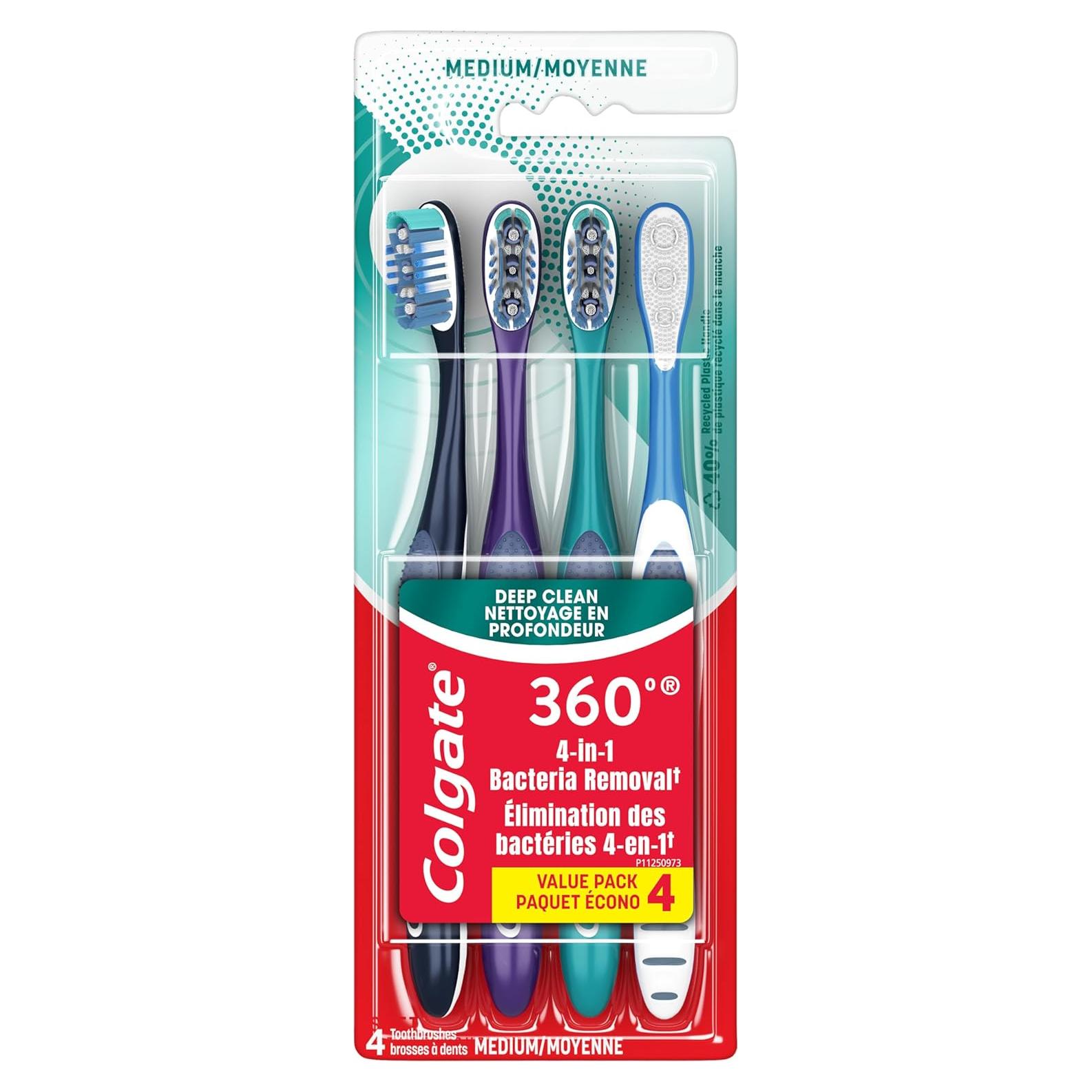 Cepillo de dientes Colgate 360 Limpieza Completa - Paquete de 4