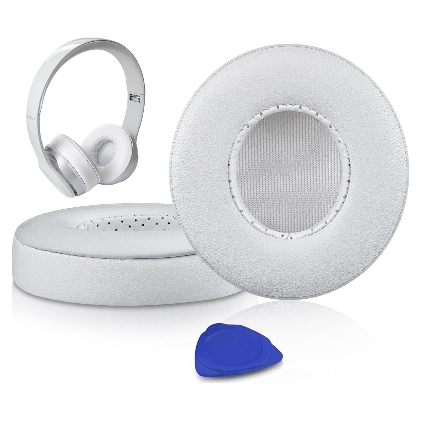Almohadillas de Piel de Cordero SoloWIT para Auriculares Beats Solo 2 y 3 - Blanco