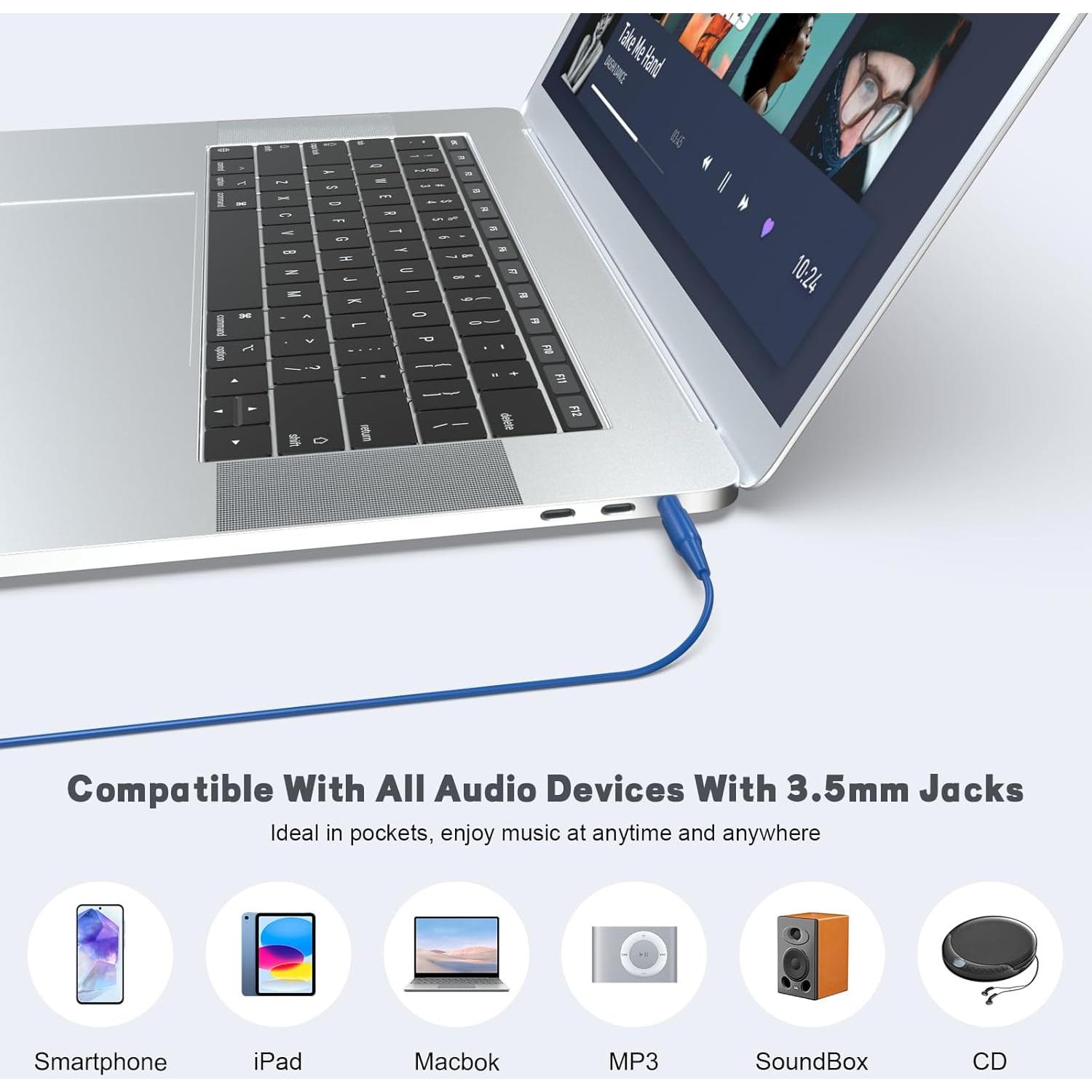 Cable de Audio Aux 3.5mm a 2.5mm Toeasor para Bose QC45 QC35II QC35