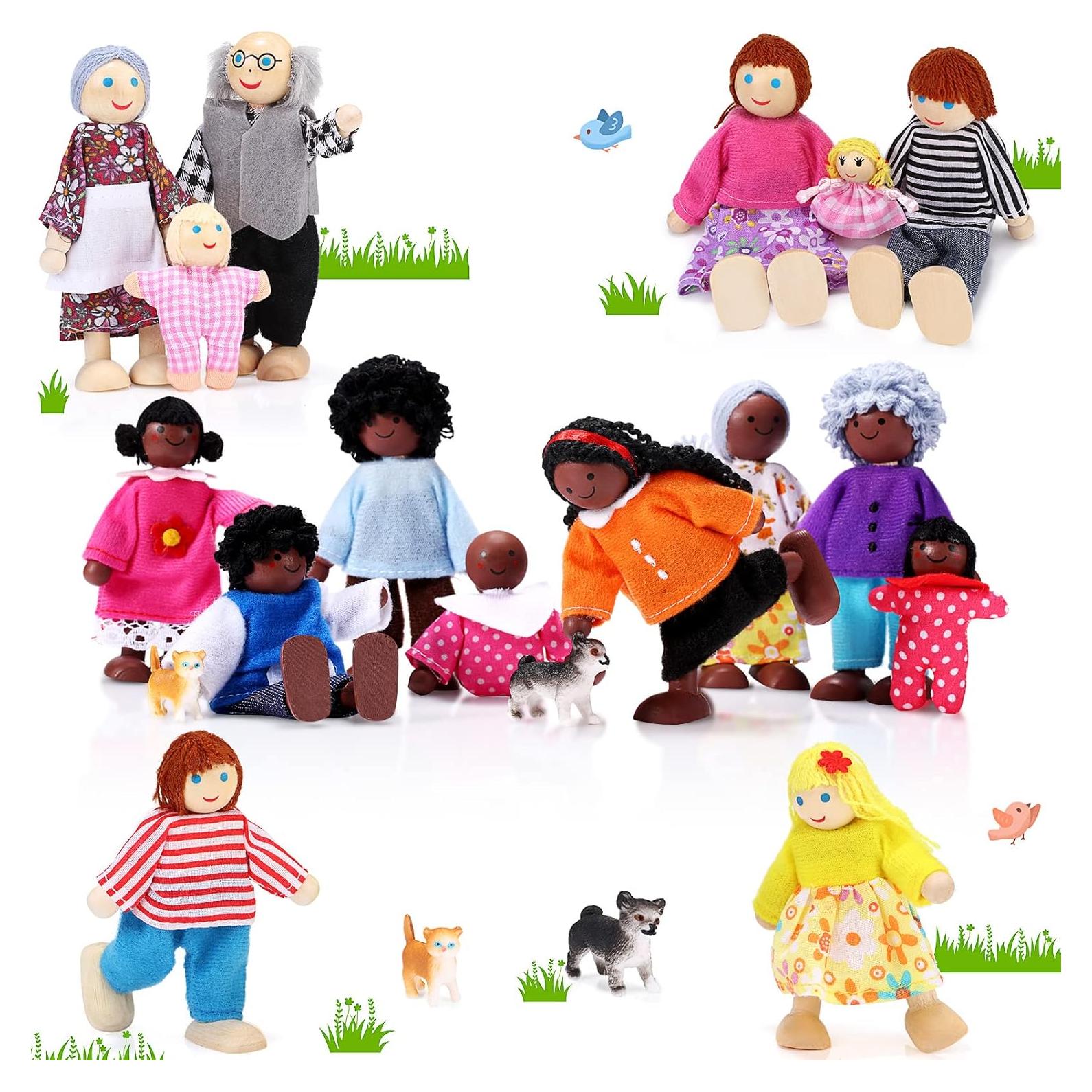 Conjunto de Muñecos de Madera Skylety 20 Piezas Familiar