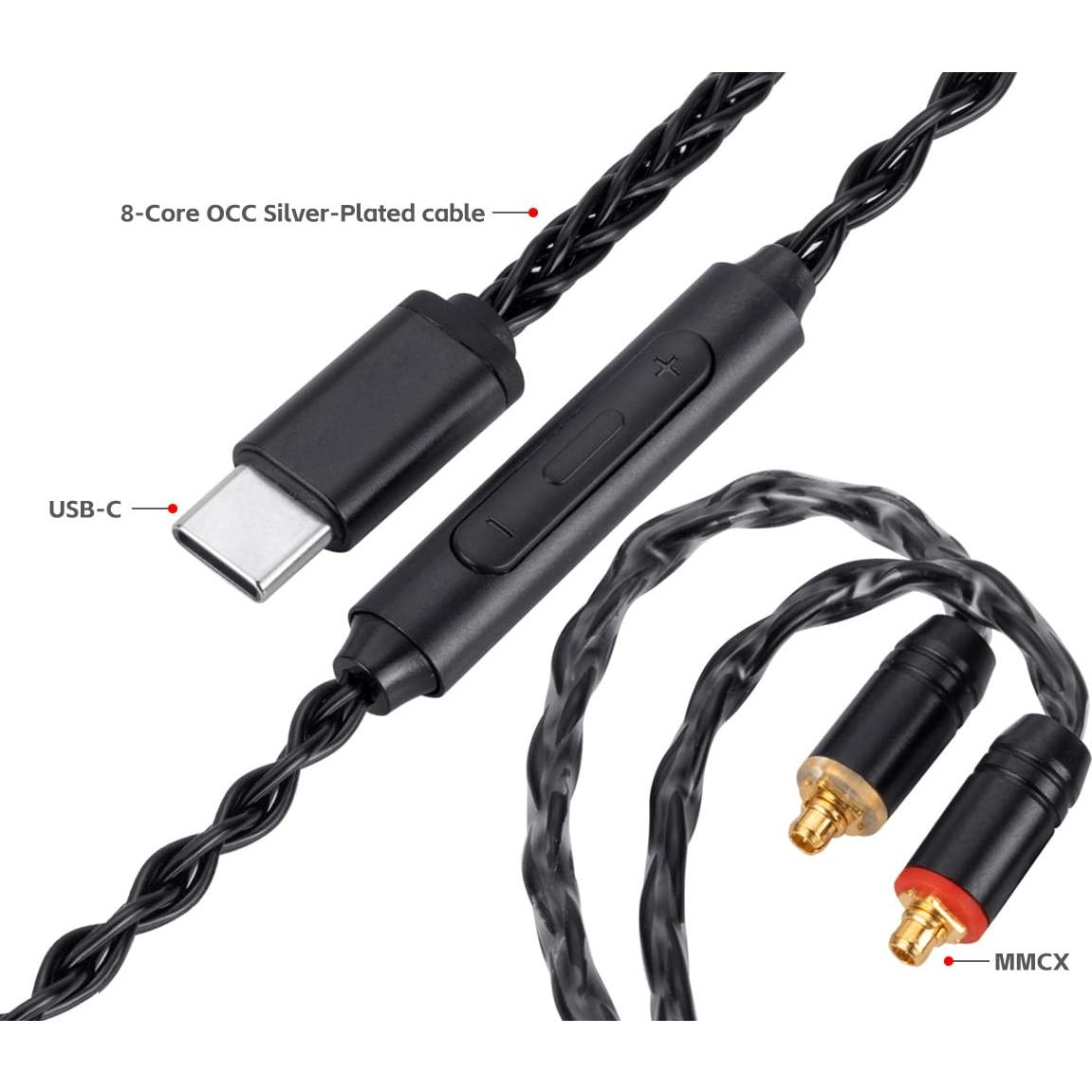 Cable USB-C a Dual MMCX Uncle Light 1.3m Hi-Fi Audio