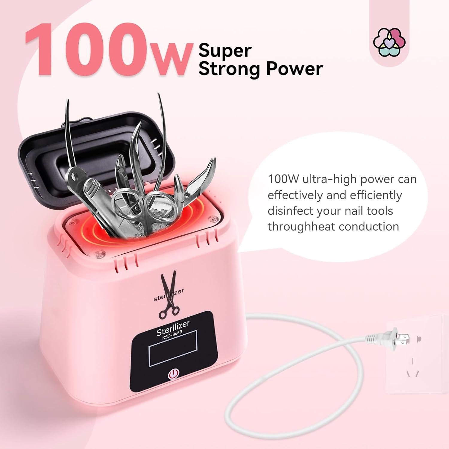 Esterilizador Eléctrico de Herramientas de Uñas SAVILAND Rosa