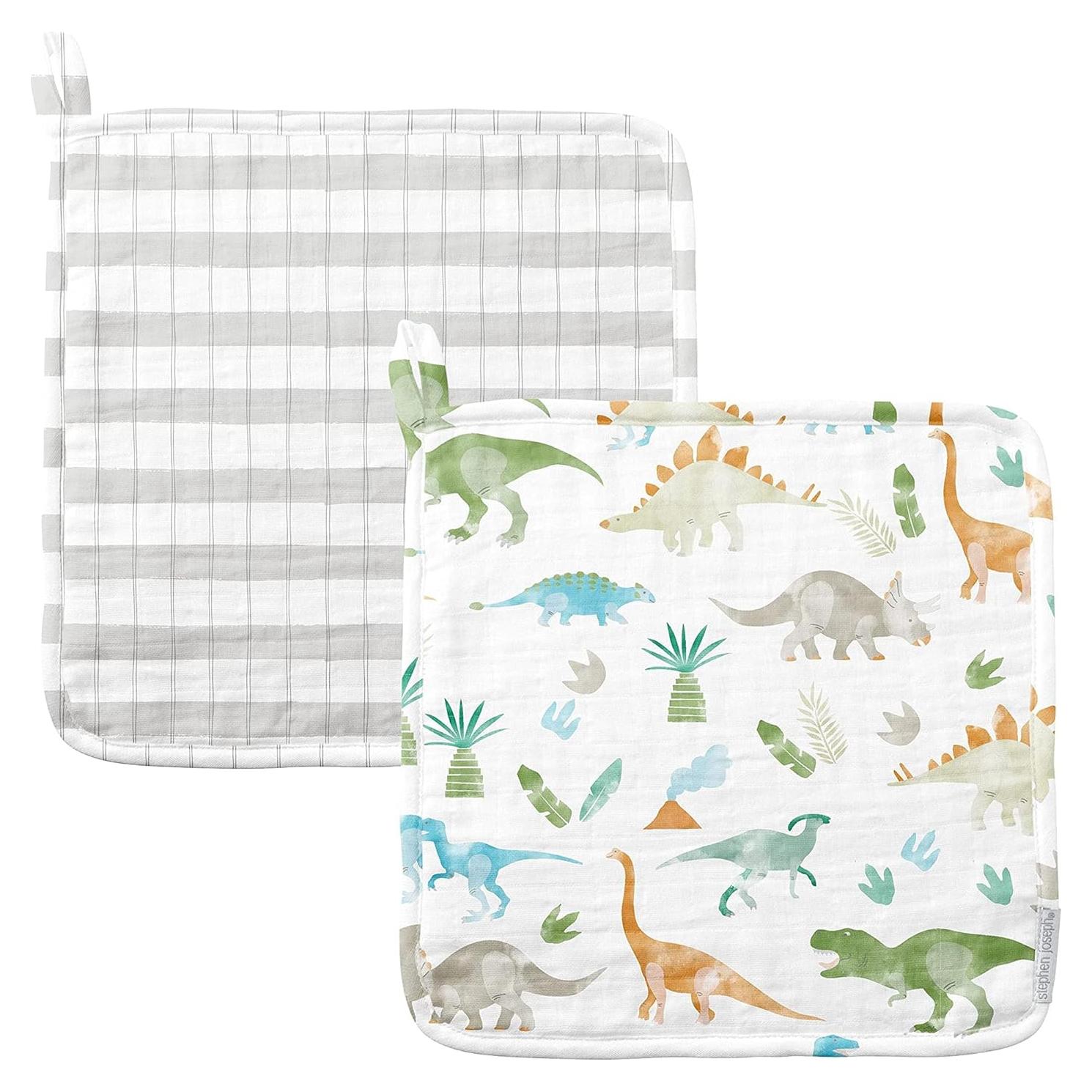 Paños de Lavado para Bebés Stephen Joseph - Set de 2 Dino 25.4cm