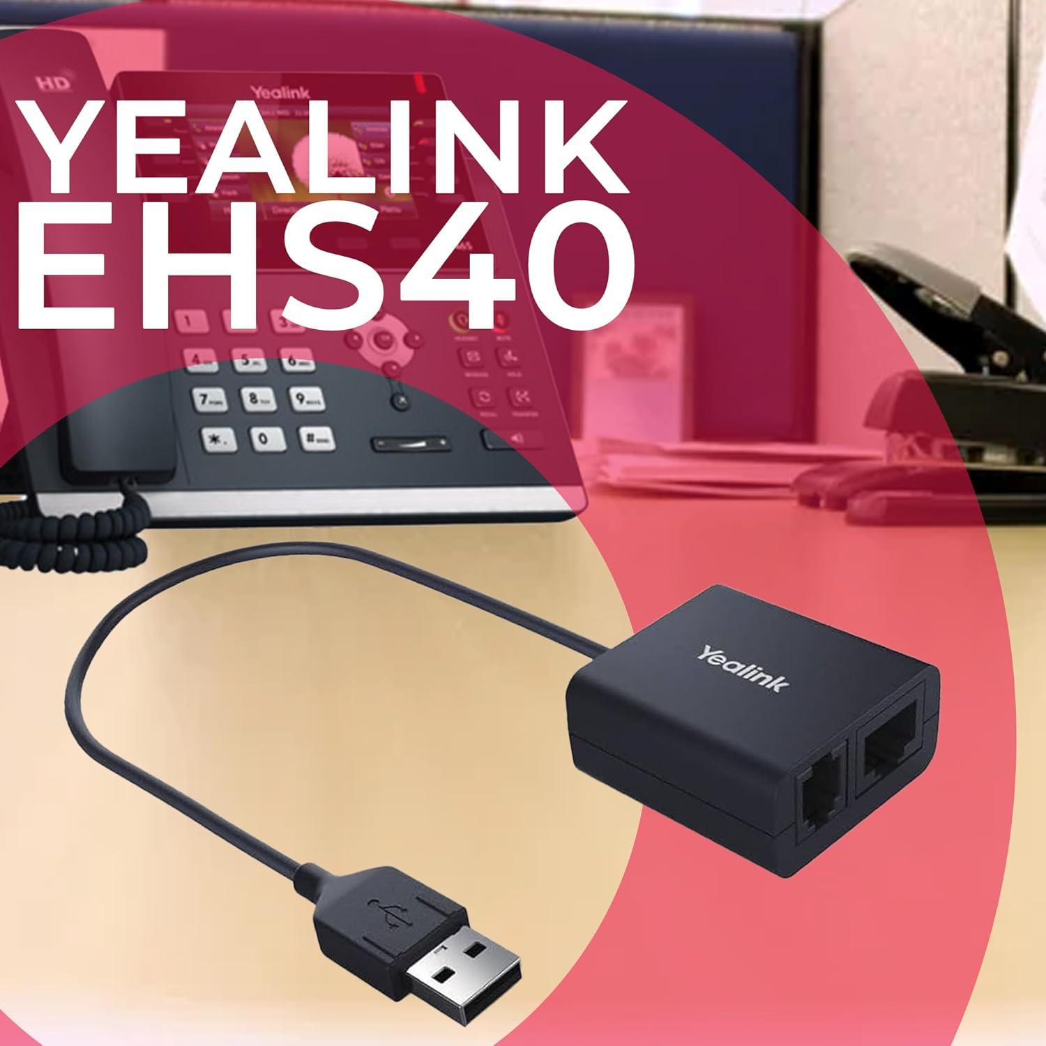 Adaptador de Auriculares Inalámbricos Yealink EHS40 - Plug & Play, Control Remoto
