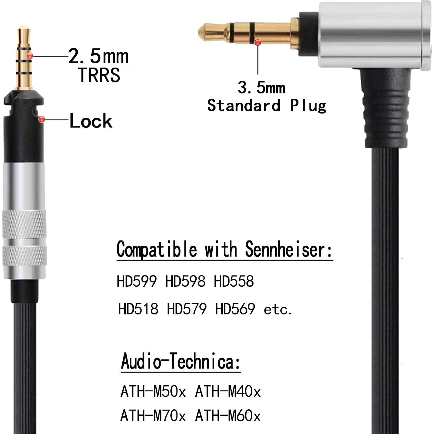 Cable de Audio 1.5m Fezzlo para Auriculares Sennheiser y Audio-Technica